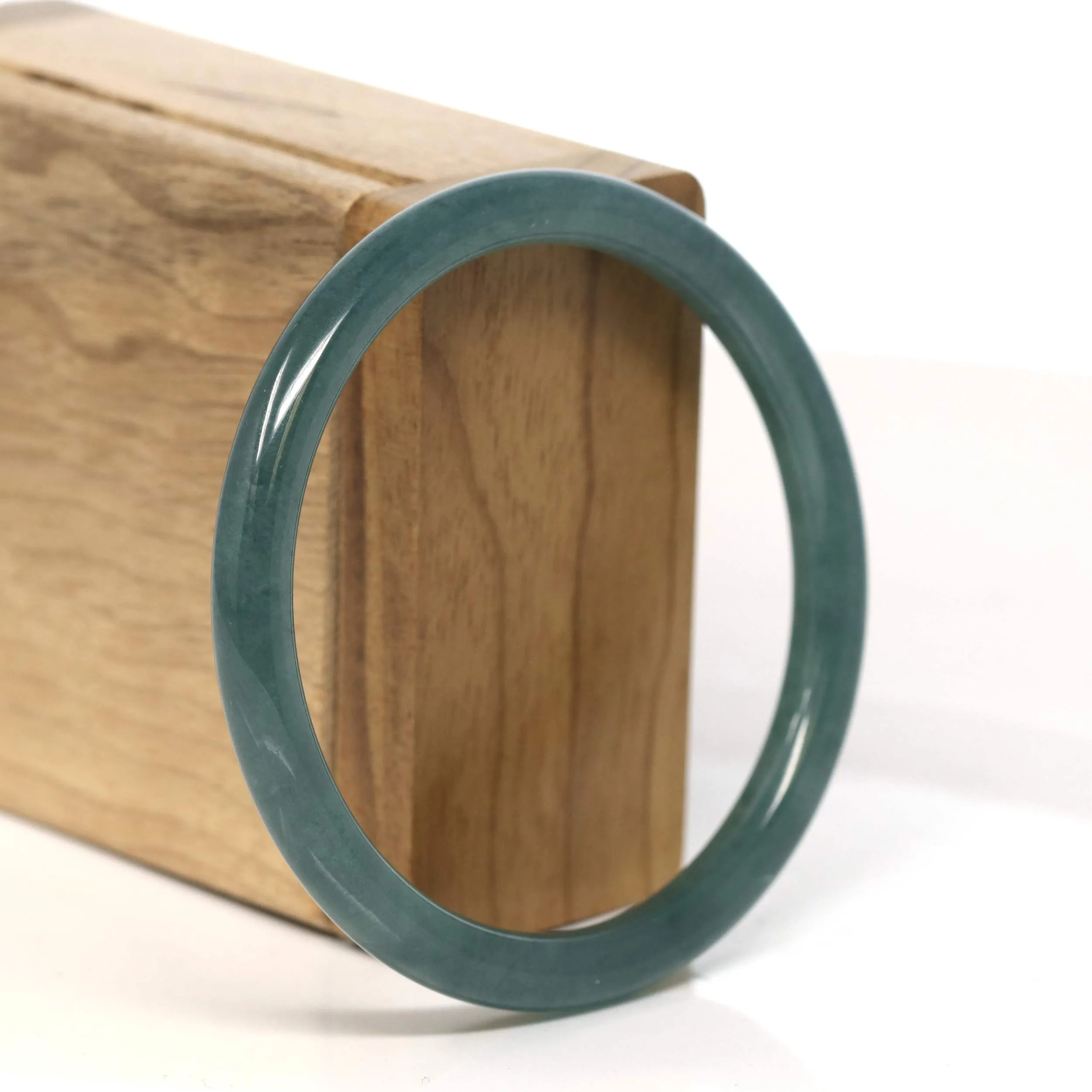 " Petite" Natural Guatemalan Blue Jadeite Jade Bangle Bracelet (58 mm) #T465