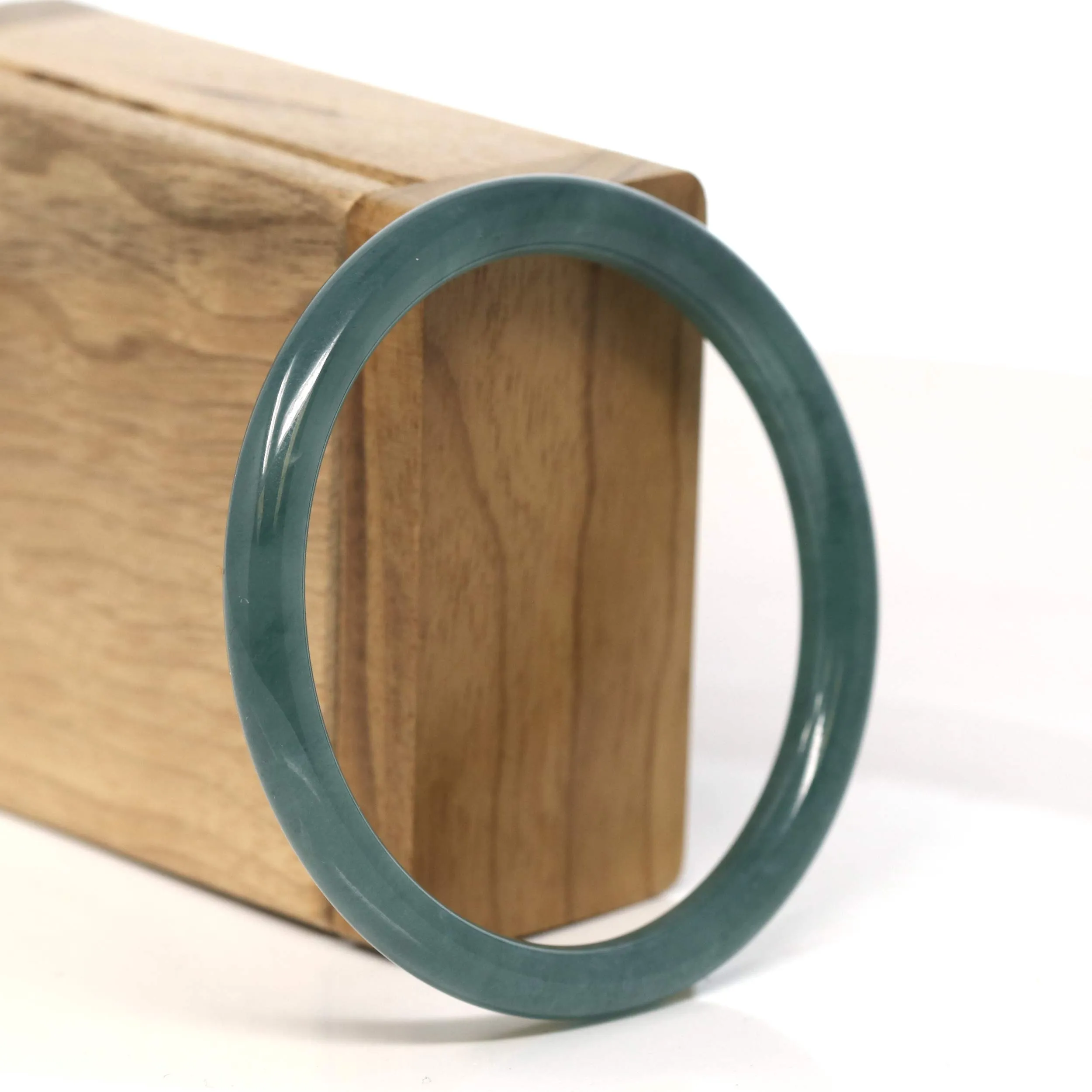 " Petite" Natural Guatemalan Blue Jadeite Jade Bangle Bracelet (58 mm) #T465