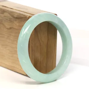"Classic Princess Half Round" light Apple Green Jadeite Jade Bangle (55.7 mm) #T440