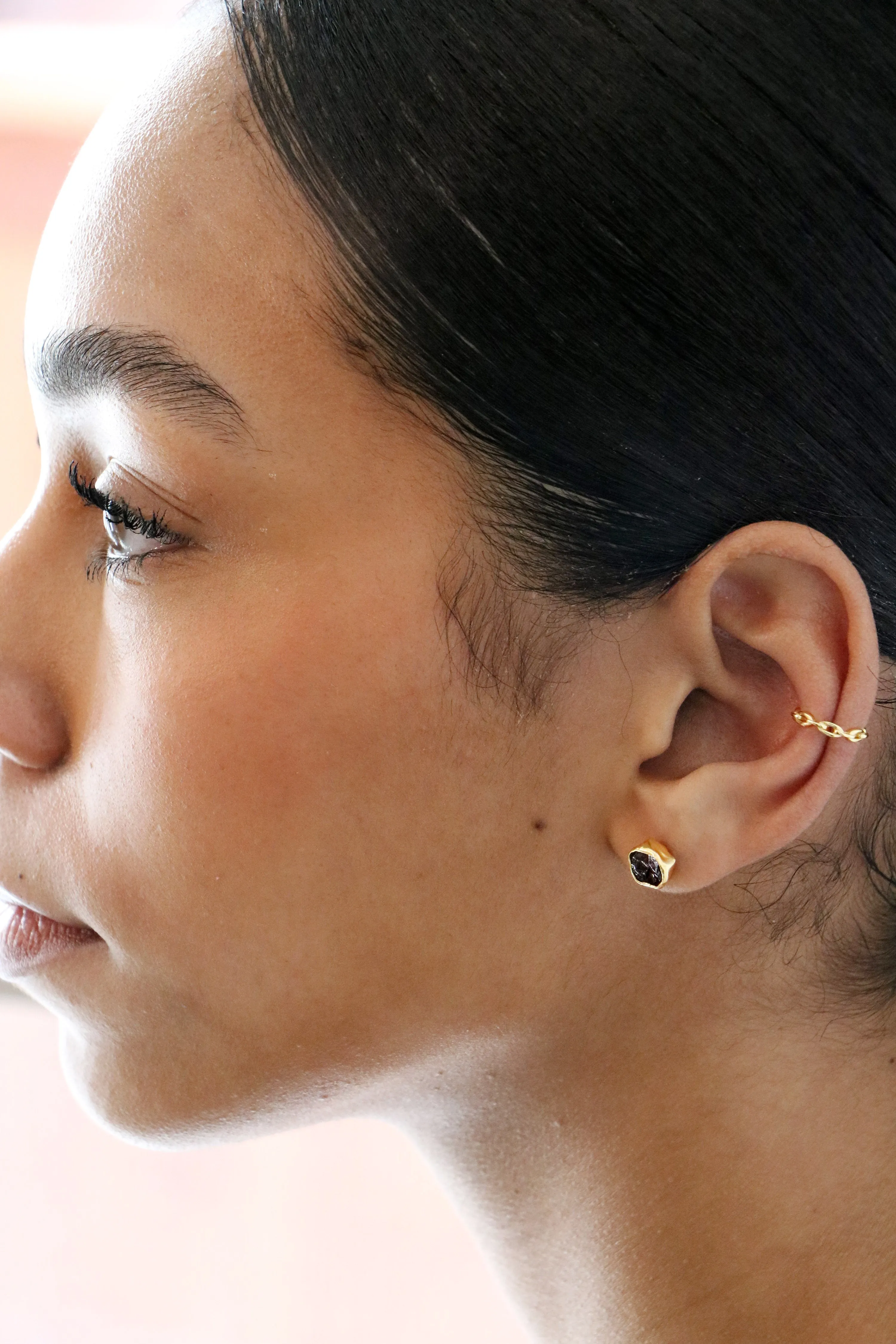 raw gemstone nugget earrings { silver }