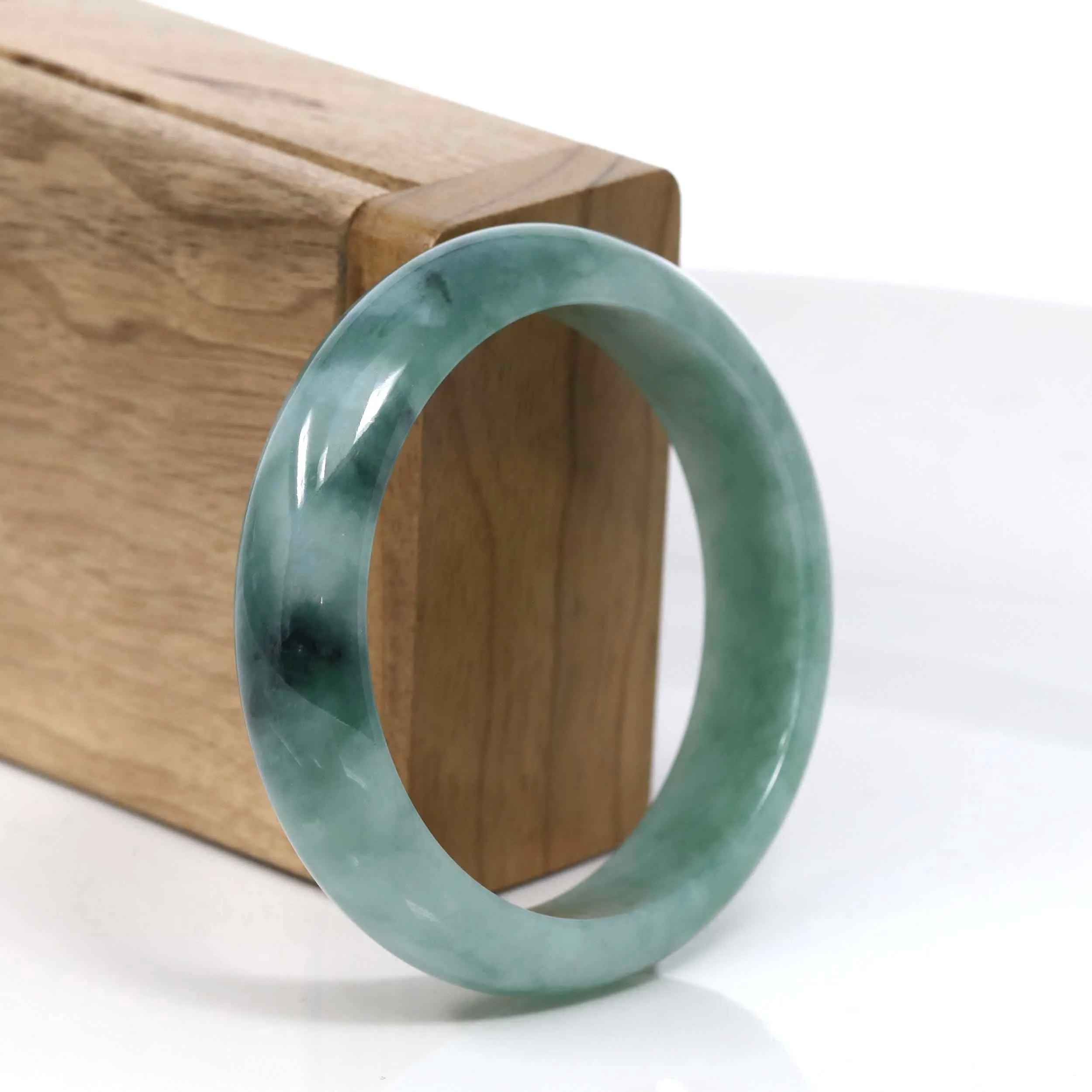 RealJade® Co. Blue-Green Classic Real Jadeite Jade Bangle Bracelet (54.76mm) #933