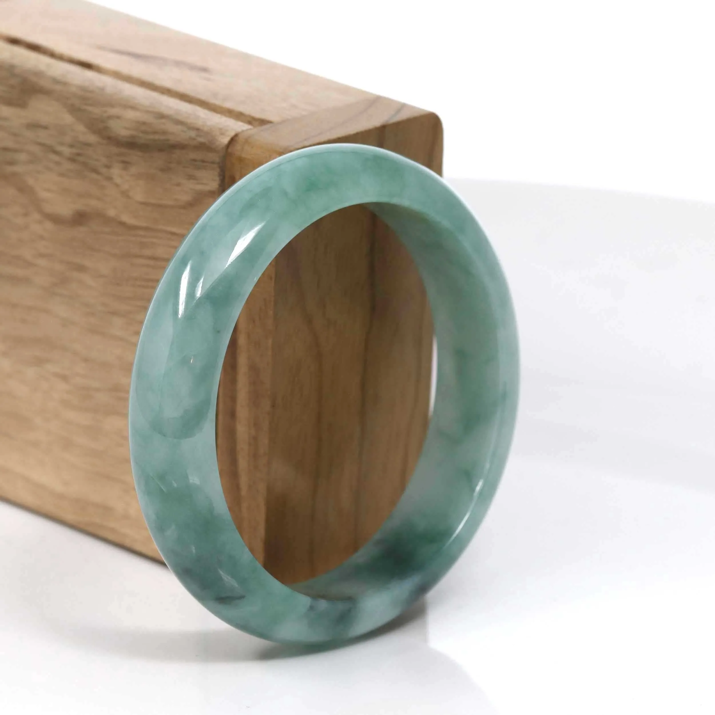 RealJade® Co. Blue-Green Classic Real Jadeite Jade Bangle Bracelet (54.76mm) #933