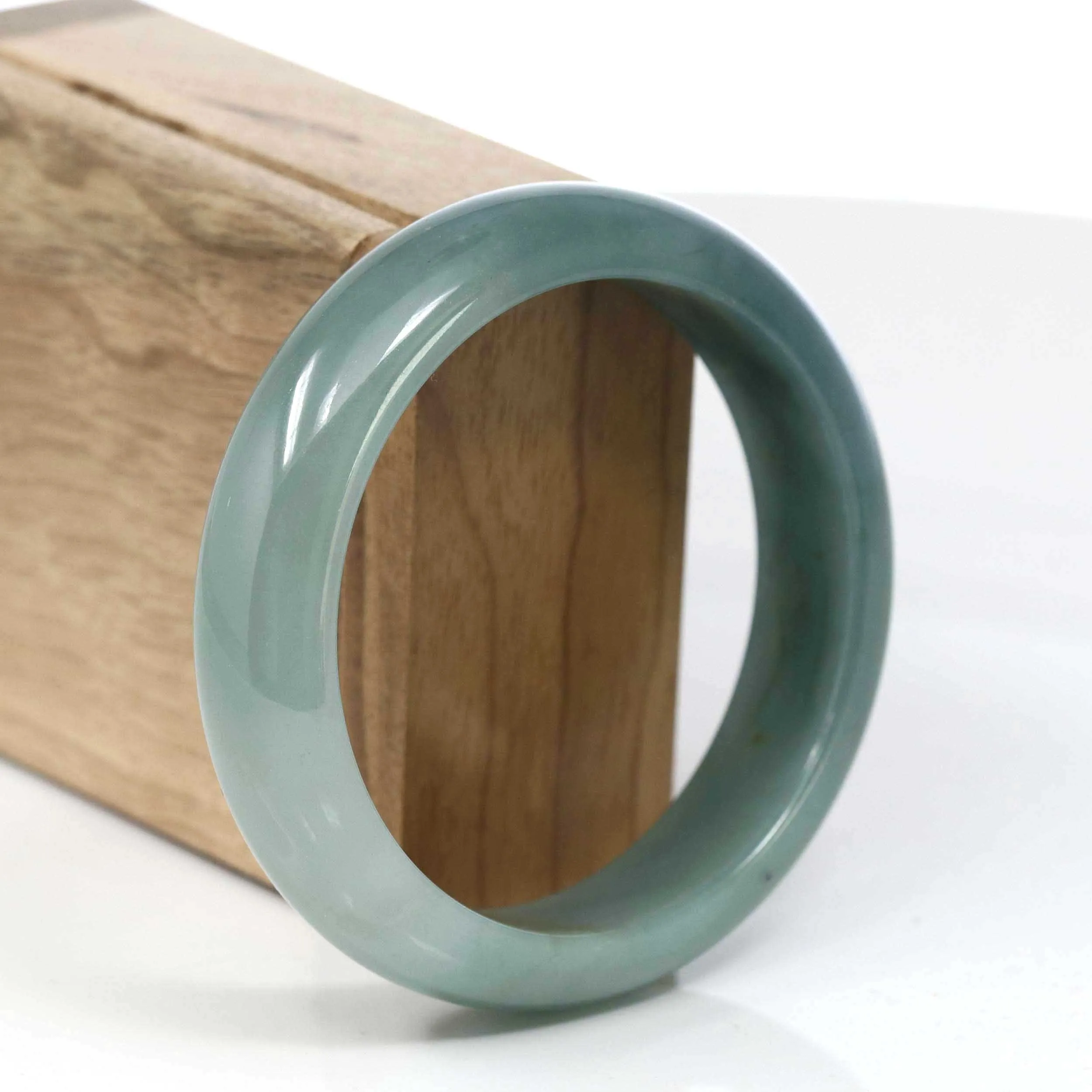 RealJade® Co. Blue Green Classic Real Jadeite Jade Bangle Bracelet (59.39 mm) #419