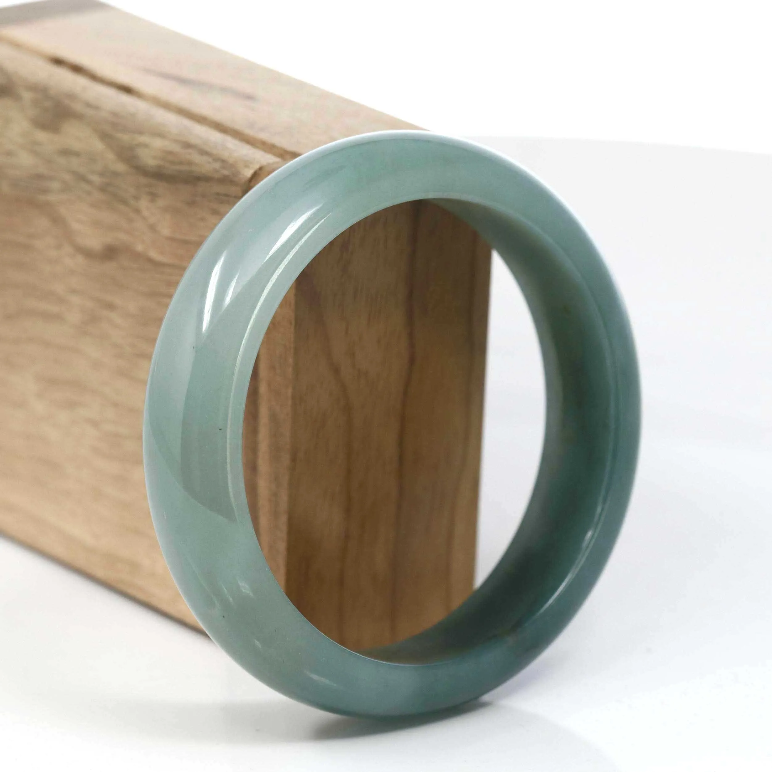 RealJade® Co. Blue Green Classic Real Jadeite Jade Bangle Bracelet (59.39 mm) #419