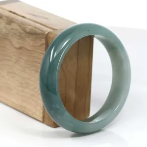 RealJade® Co. Blue Green Classic Real Jadeite Jade Bangle Bracelet (59.39 mm) #419