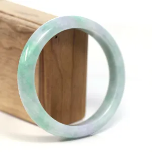 RealJade® Co. Genuine White & Green Burmese Jadeite Jade Bangle Bracelet (62.53mm) #T203
