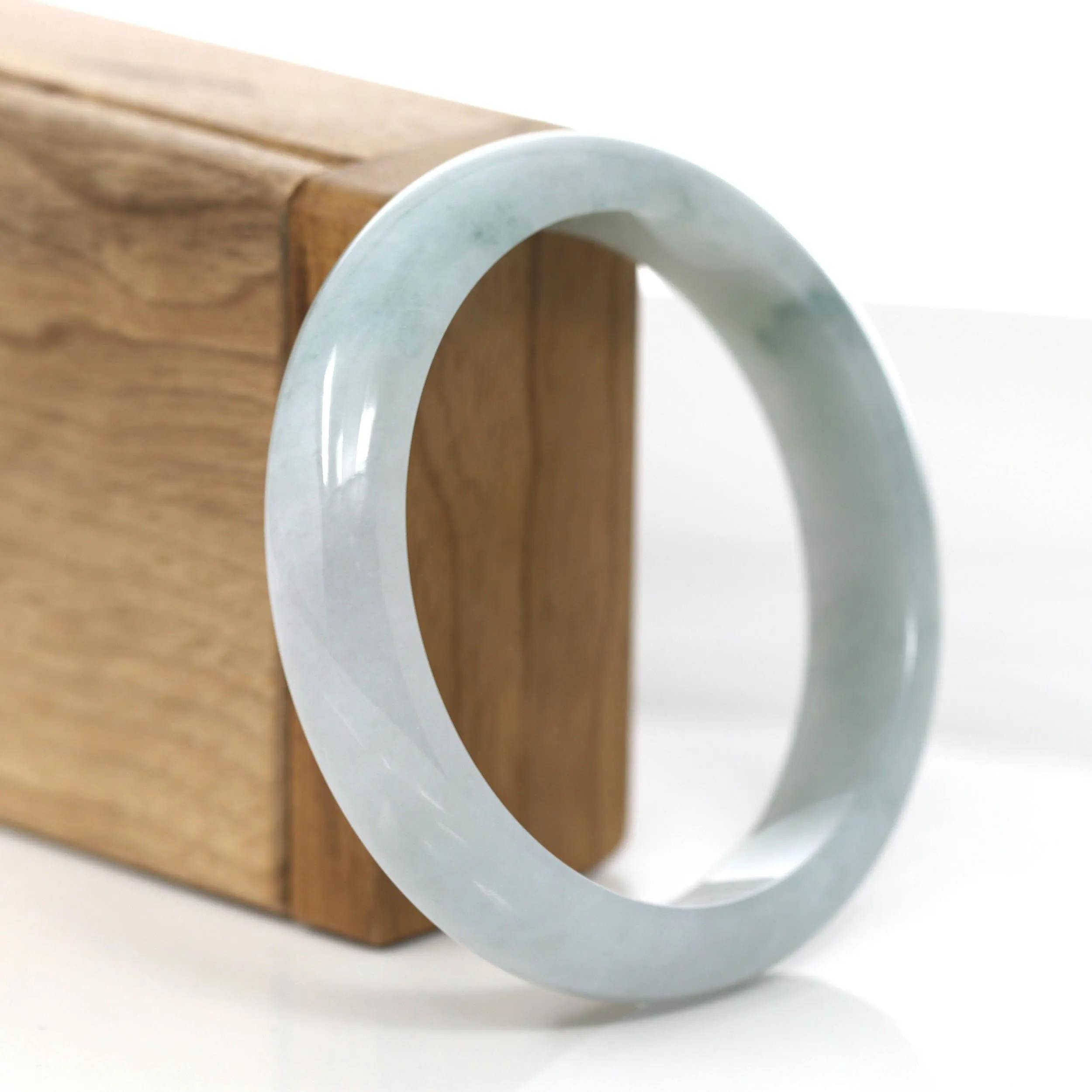 RealJade® Co. "Classic Bangle" Blue-Green Genuine Burmese Jadeite Jade Bangle Bracelet ( 59.09 mm) #871