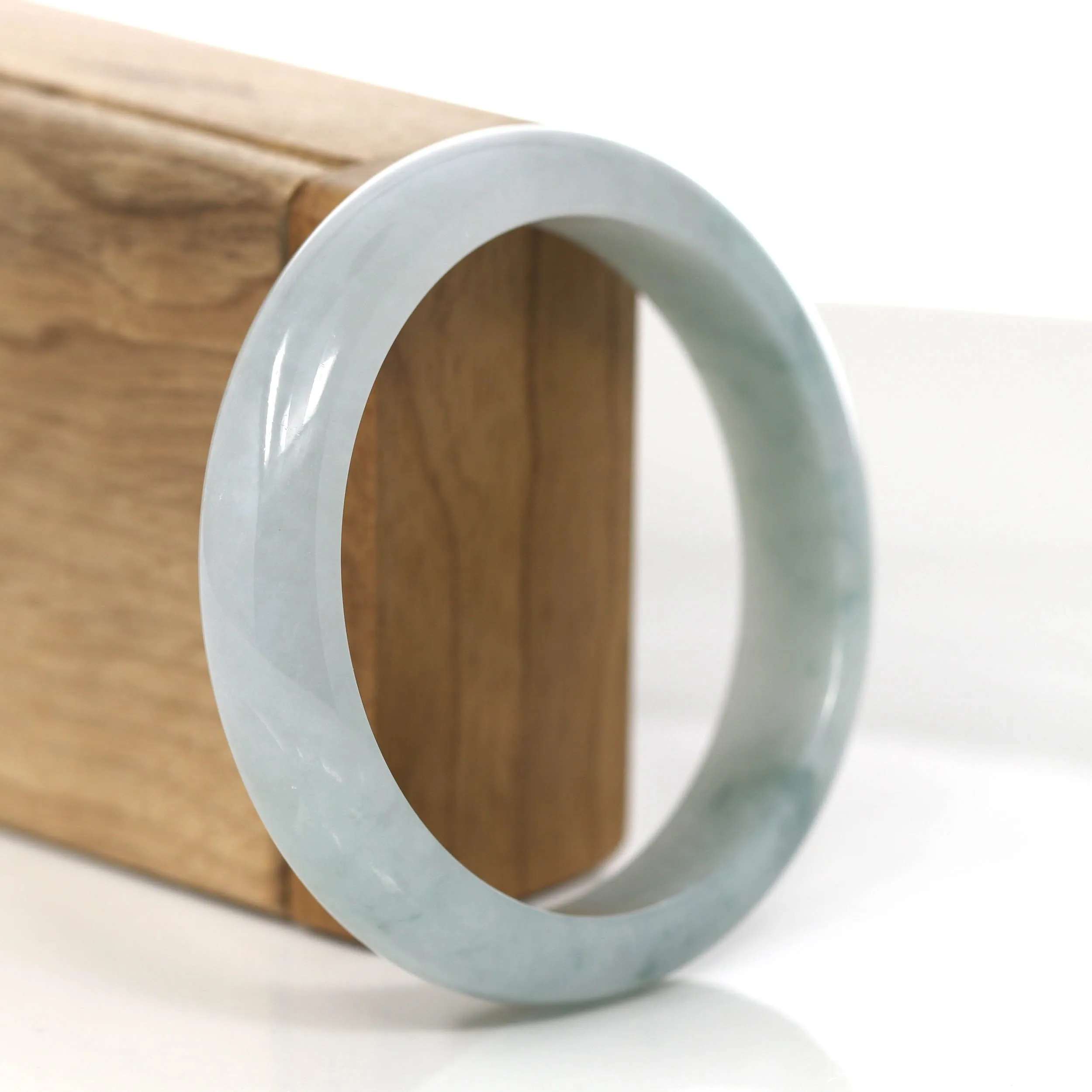 RealJade® Co. "Classic Bangle" Blue-Green Genuine Burmese Jadeite Jade Bangle Bracelet ( 59.09 mm) #871