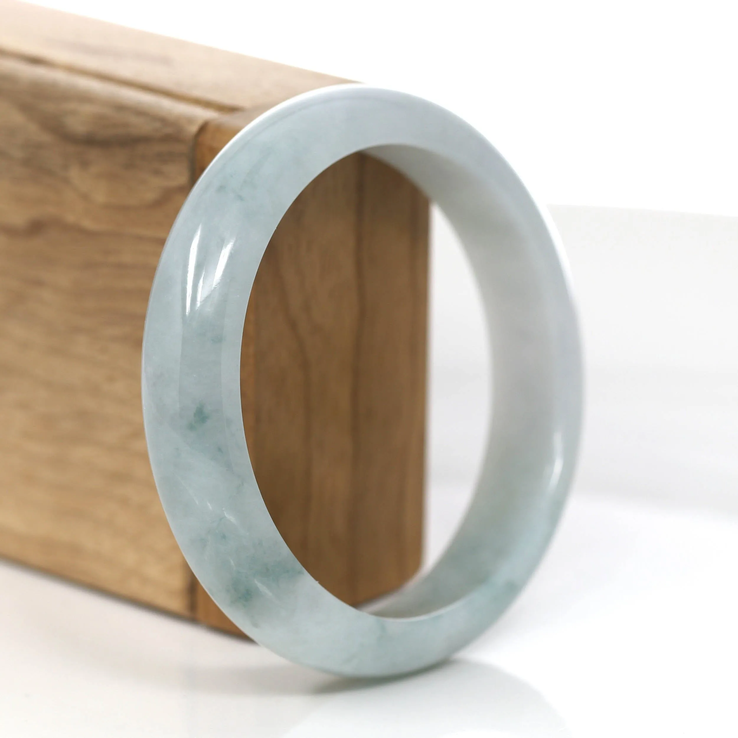 RealJade® Co. "Classic Bangle" Blue-Green Genuine Burmese Jadeite Jade Bangle Bracelet ( 59.09 mm) #871