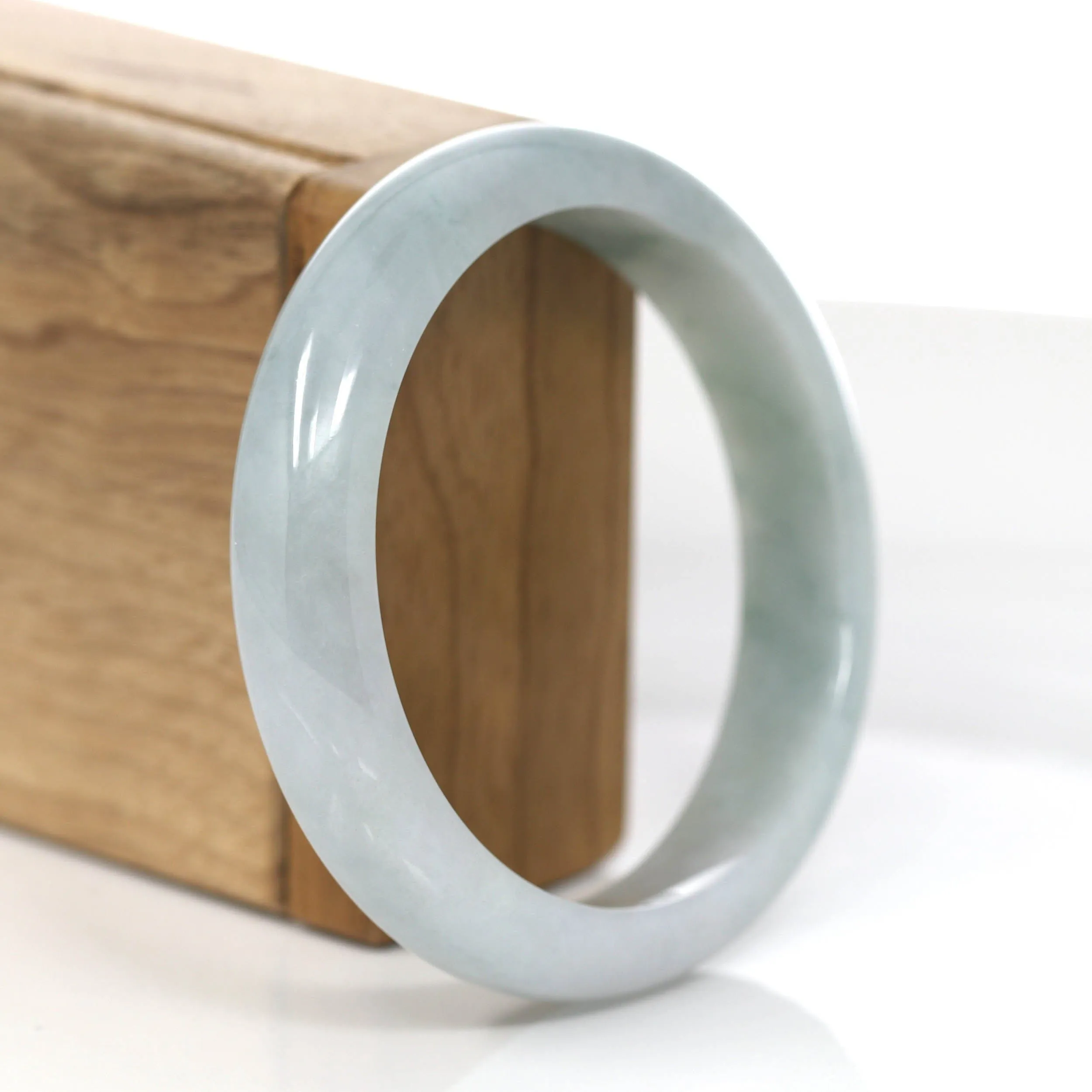 RealJade® Co. "Classic Bangle" Blue-Green Genuine Burmese Jadeite Jade Bangle Bracelet ( 59.09 mm) #871