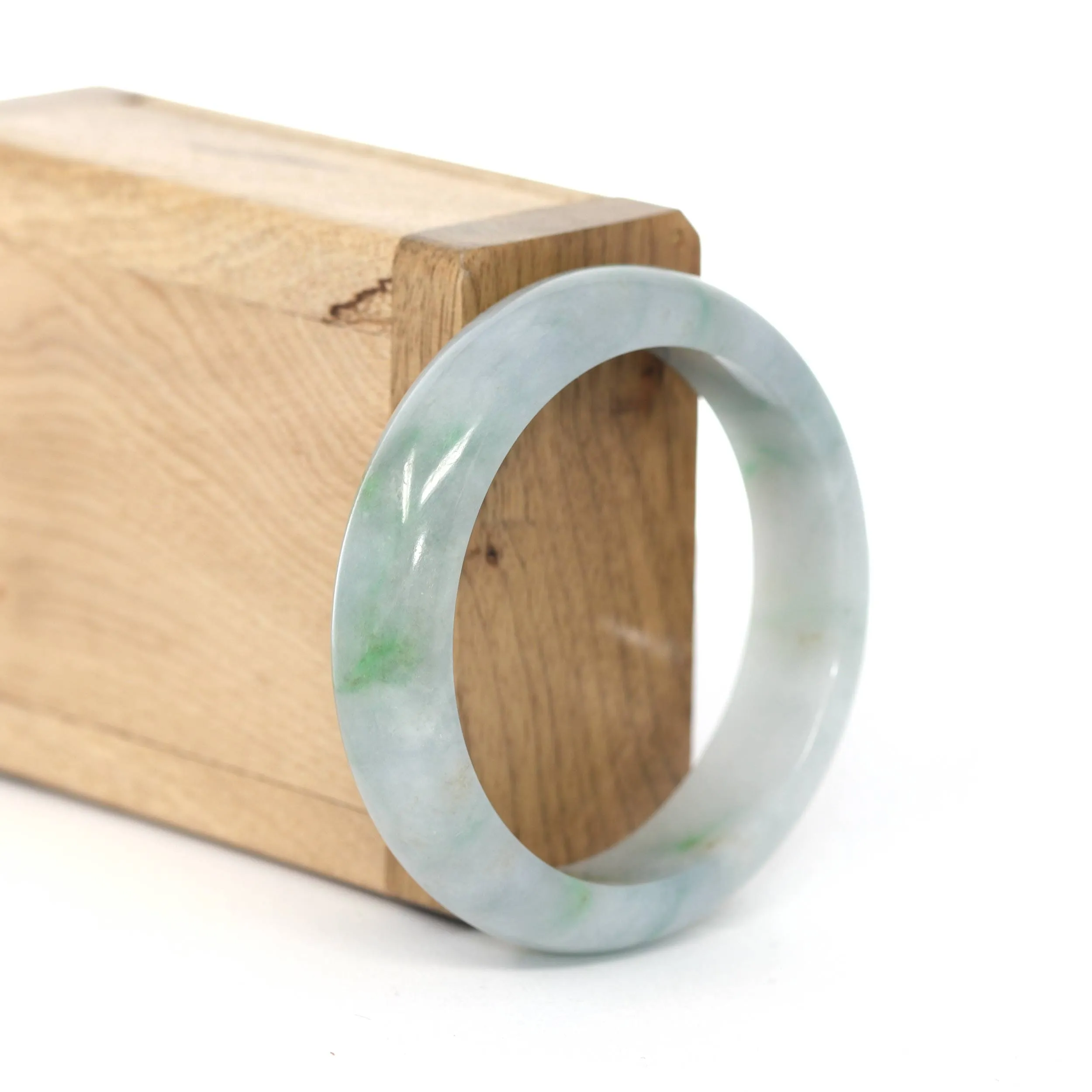 RealJade® Co. "Classic Bangle" Blue Green Natural Burmese Jadeite Jade Bangle ( 52.51 mm )#273