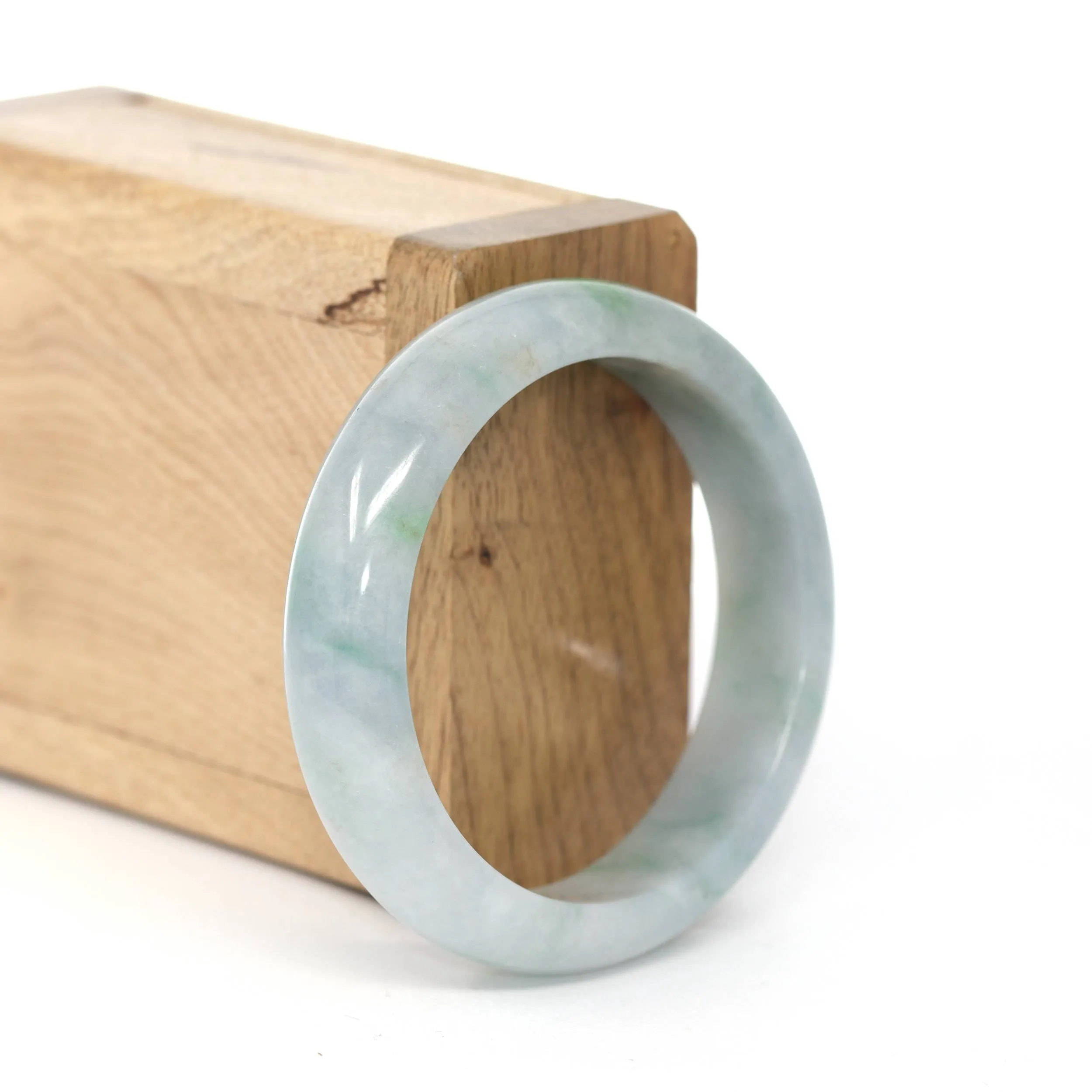 RealJade® Co. "Classic Bangle" Blue Green Natural Burmese Jadeite Jade Bangle ( 52.51 mm )#273