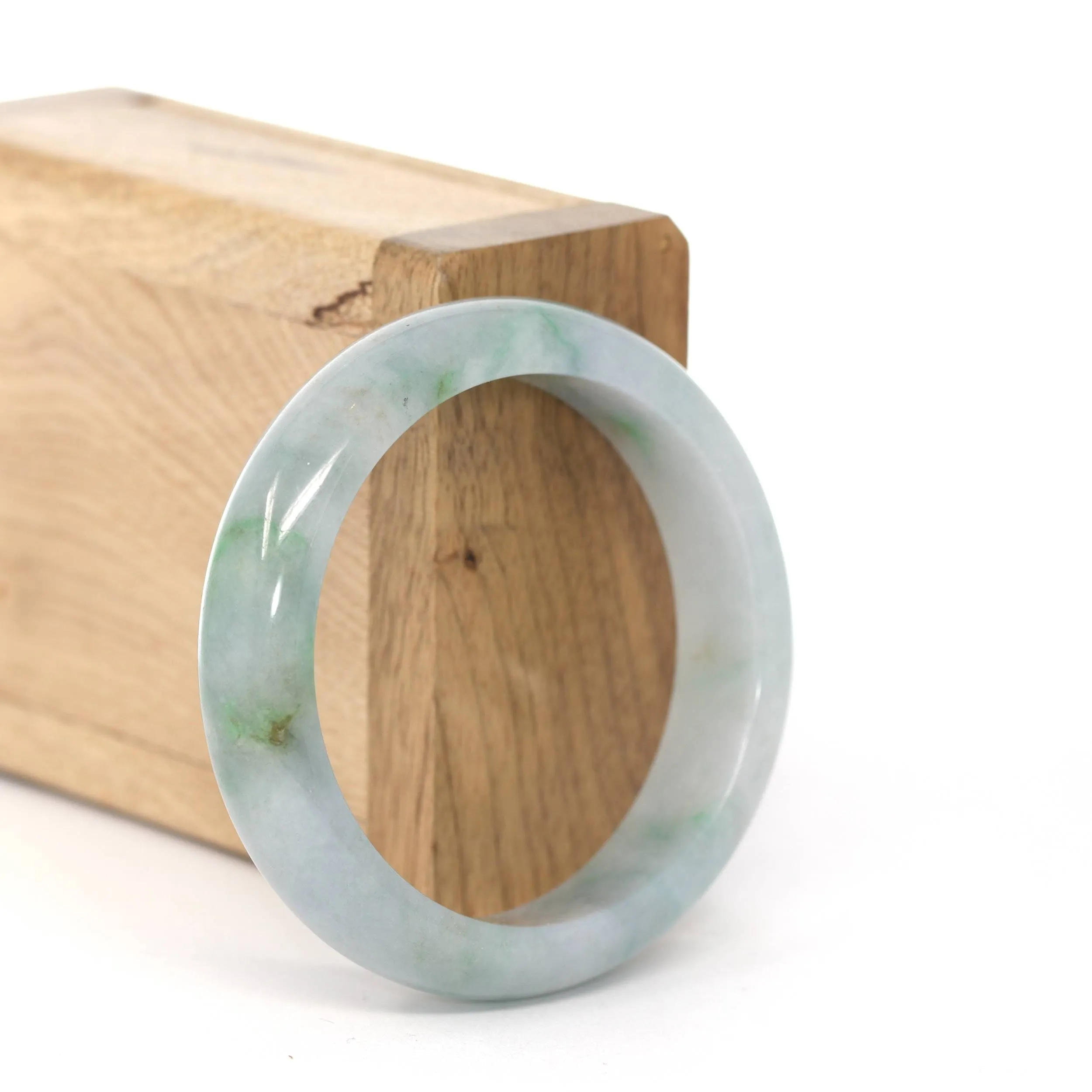 RealJade® Co. "Classic Bangle" Blue Green Natural Burmese Jadeite Jade Bangle ( 52.51 mm )#273