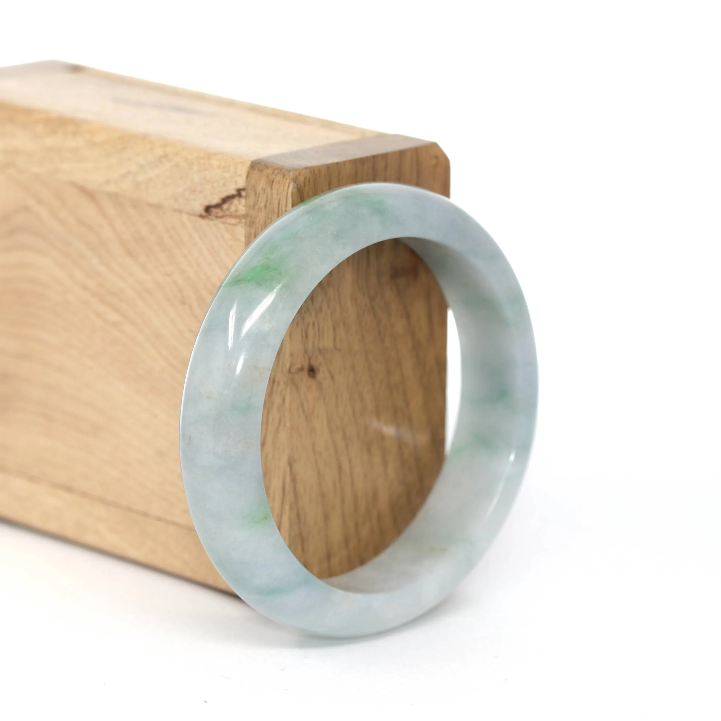 RealJade® Co. "Classic Bangle" Blue Green Natural Burmese Jadeite Jade Bangle ( 52.51 mm )#273