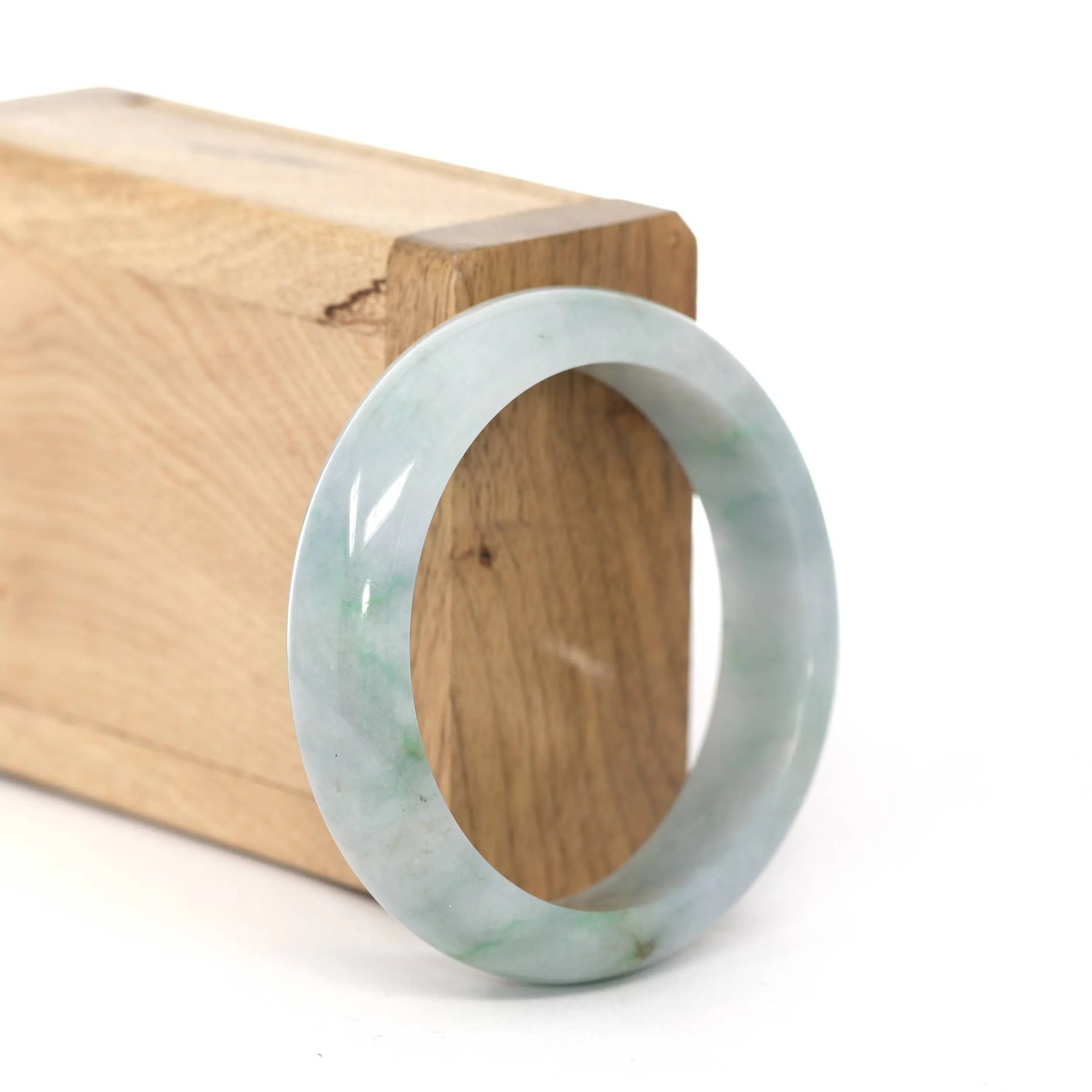 RealJade® Co. "Classic Bangle" Blue Green Natural Burmese Jadeite Jade Bangle ( 52.51 mm )#273