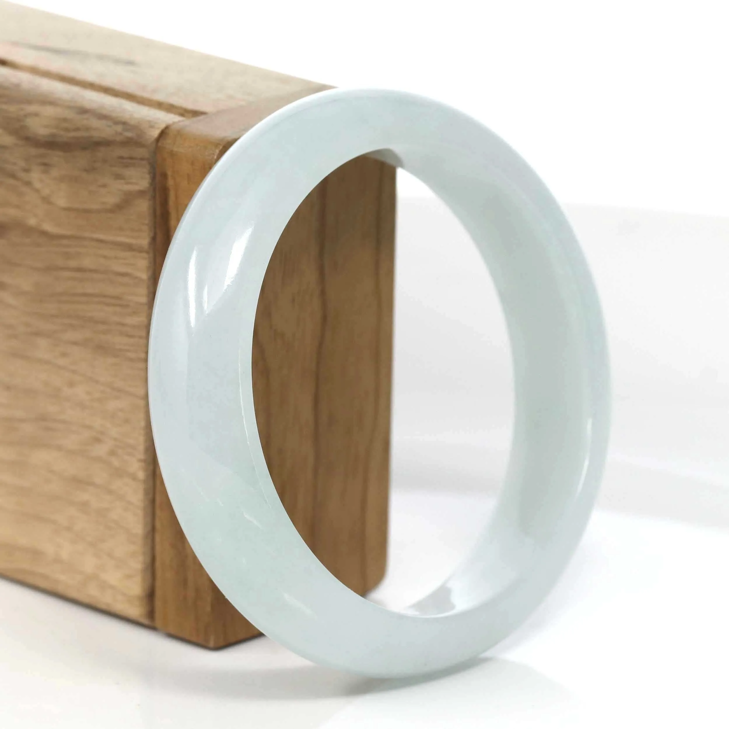 RealJade® Co. "Classic Bangle" Blue-Green Natural Burmese Jadeite Jade Bangle (57.47mm) #974