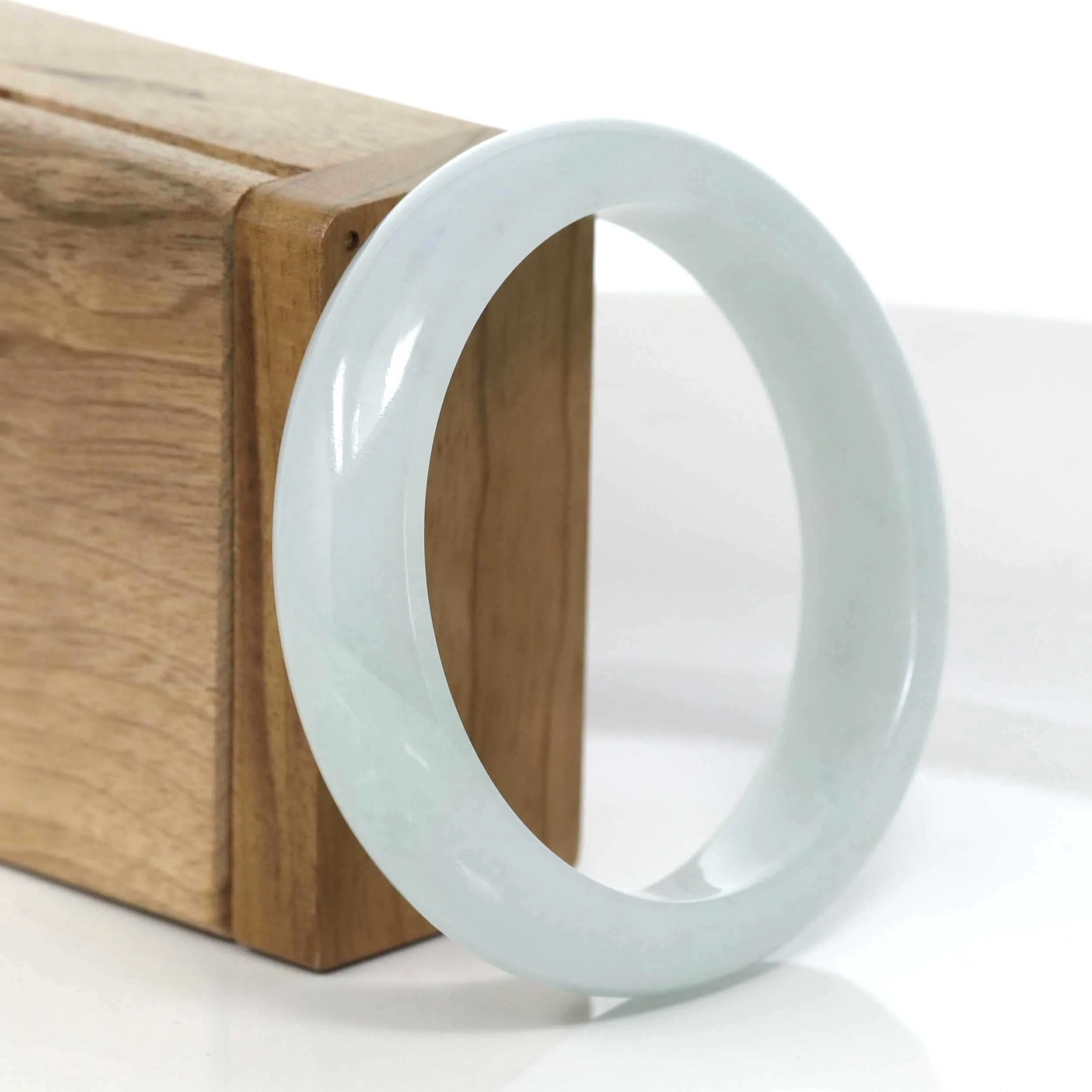 RealJade® Co. "Classic Bangle" Blue-Green Natural Burmese Jadeite Jade Bangle (57.47mm) #974