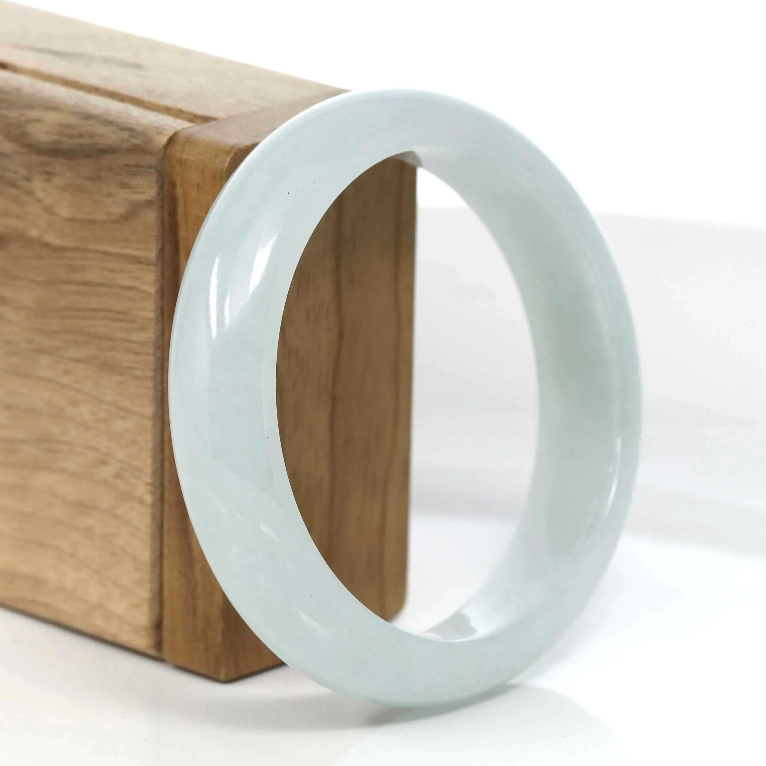 RealJade® Co. "Classic Bangle" Blue-Green Natural Burmese Jadeite Jade Bangle (57.47mm) #974