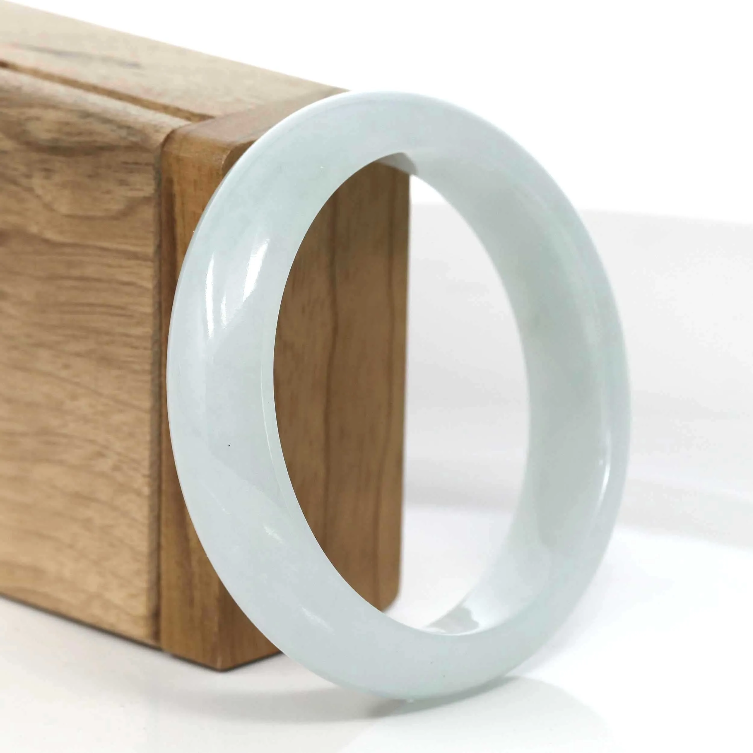 RealJade® Co. "Classic Bangle" Blue-Green Natural Burmese Jadeite Jade Bangle (57.47mm) #974