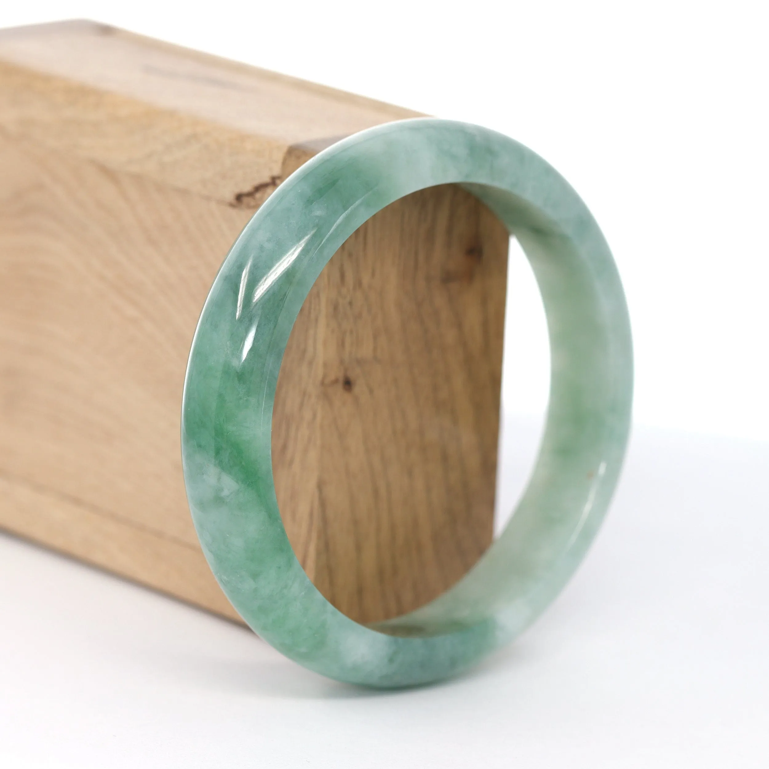 RealJade® Co. "Classic Bangle" Forest Green Genuine Jadeite Jade Bangle (59.45 mm ) #602