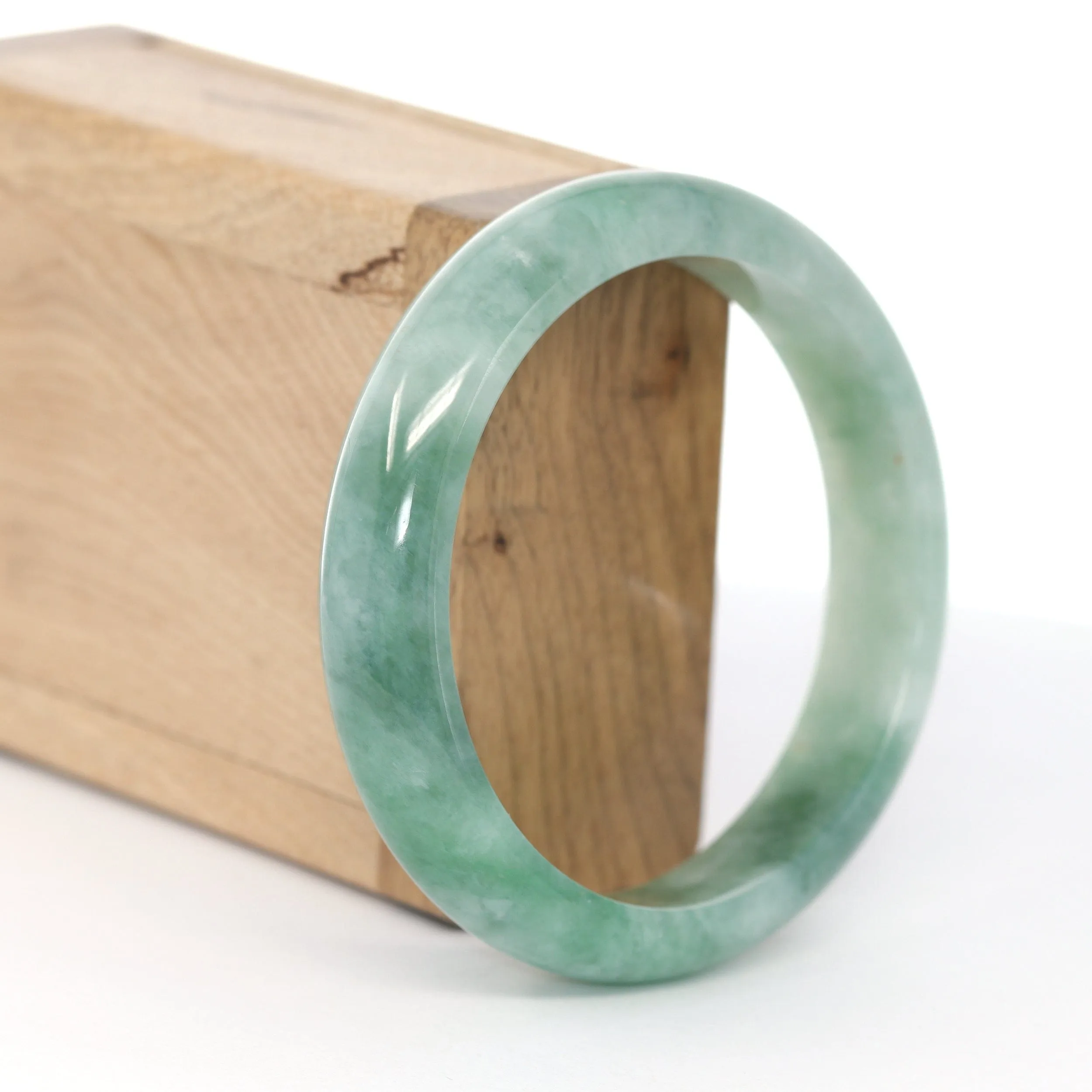 RealJade® Co. "Classic Bangle" Forest Green Genuine Jadeite Jade Bangle (59.45 mm ) #602