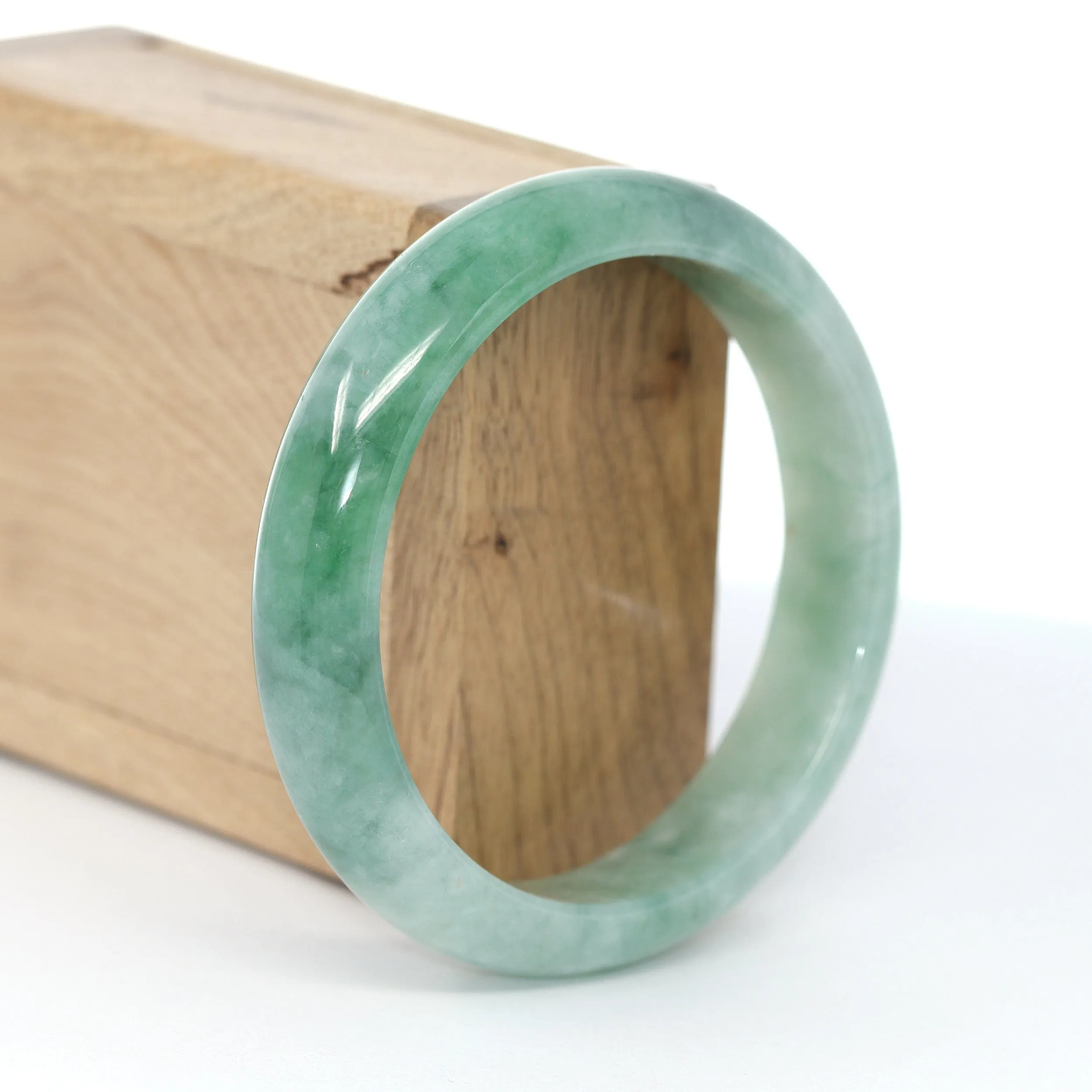 RealJade® Co. "Classic Bangle" Forest Green Genuine Jadeite Jade Bangle (59.45 mm ) #602