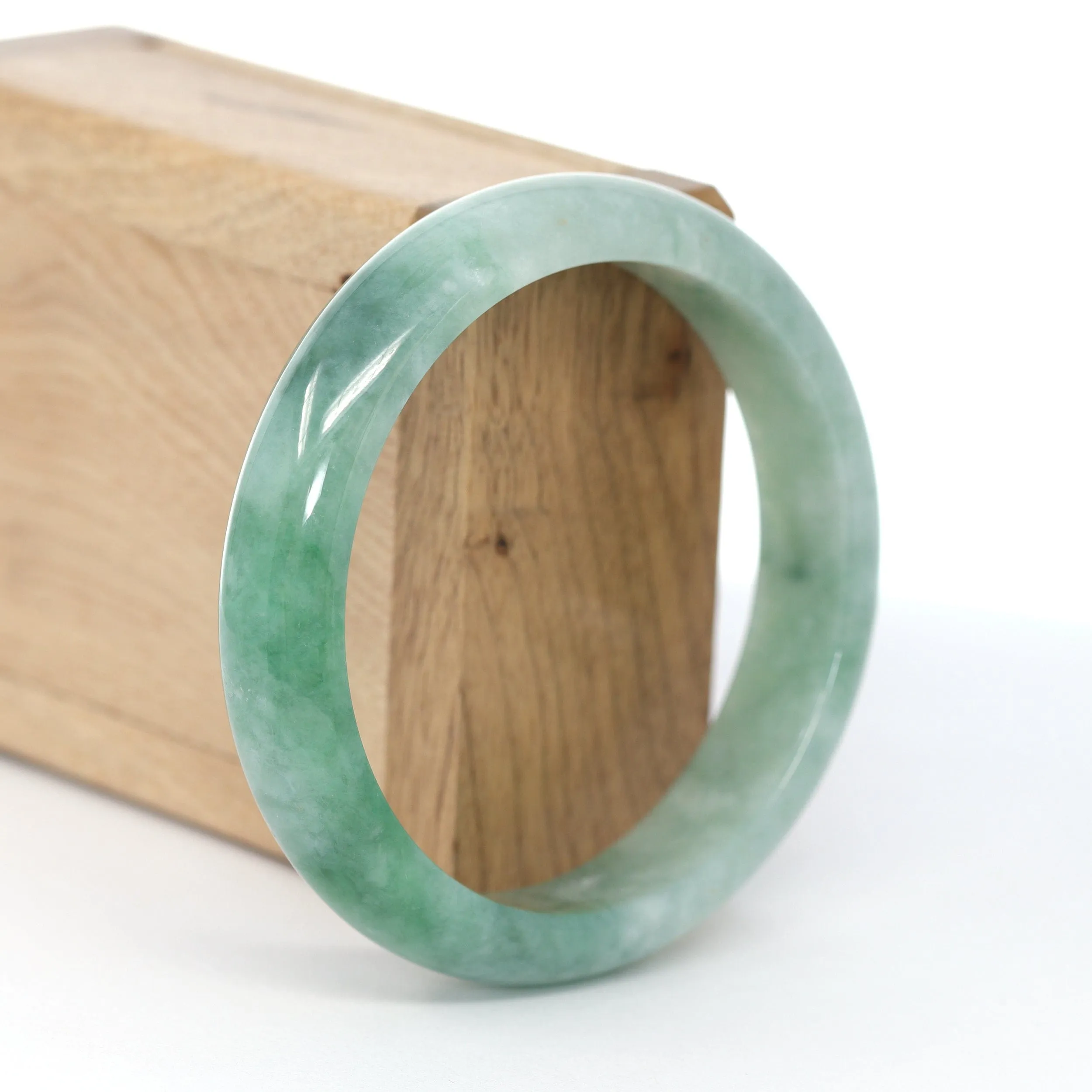 RealJade® Co. "Classic Bangle" Forest Green Genuine Jadeite Jade Bangle (59.45 mm ) #602