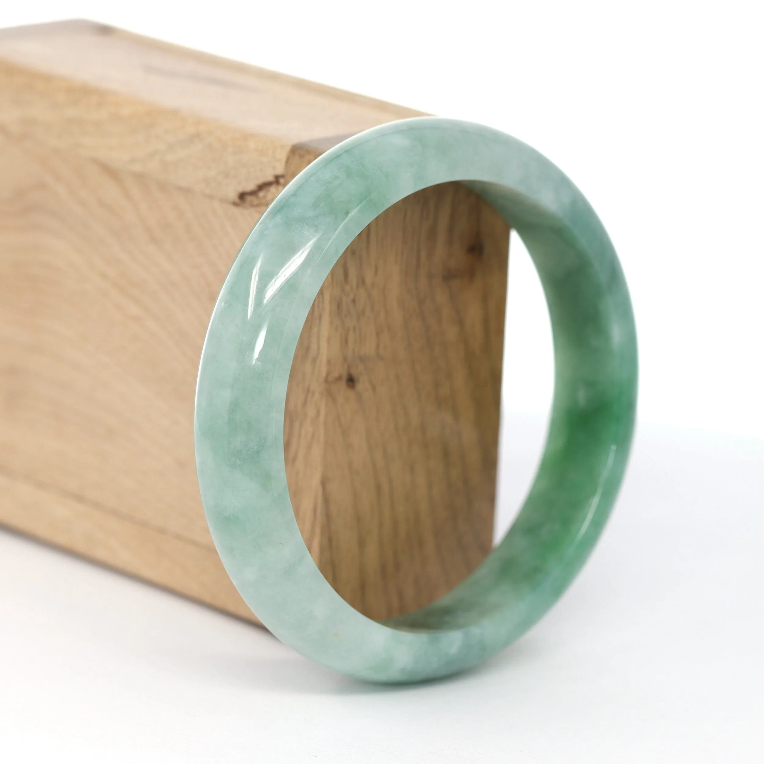 RealJade® Co. "Classic Bangle" Forest Green Genuine Jadeite Jade Bangle (59.45 mm ) #602
