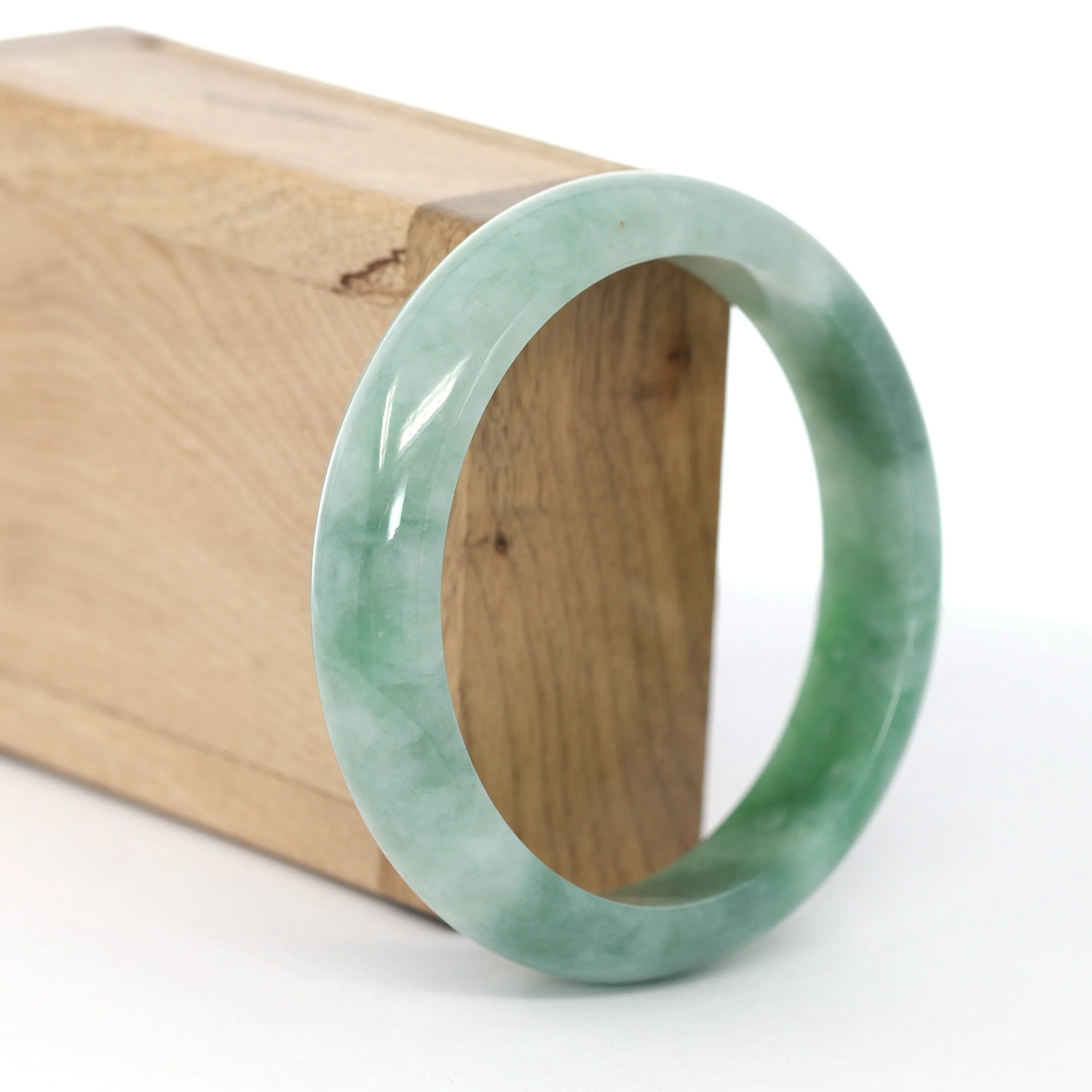 RealJade® Co. "Classic Bangle" Forest Green Genuine Jadeite Jade Bangle (59.45 mm ) #602