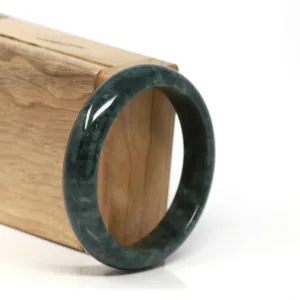 RealJade® Co. "Classic Bangle" Genuine Burmese Dark Green Jadeite Jade Bangle Bracelet (57.5 mm) #197