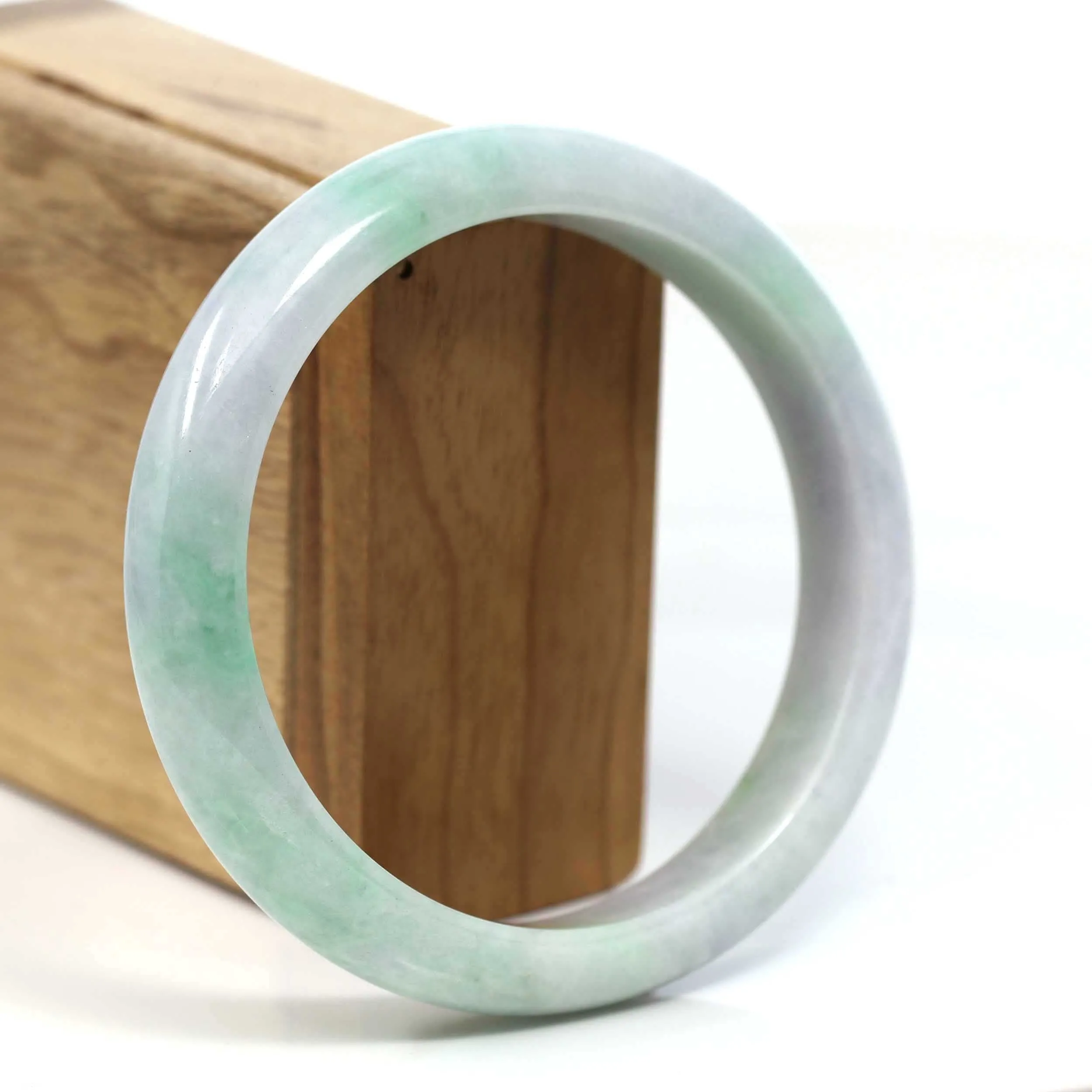 RealJade® Co. "Classic Bangle" Genuine Burmese Green Jadeite Jade Bangle Bracelet (58.47mm) #T228