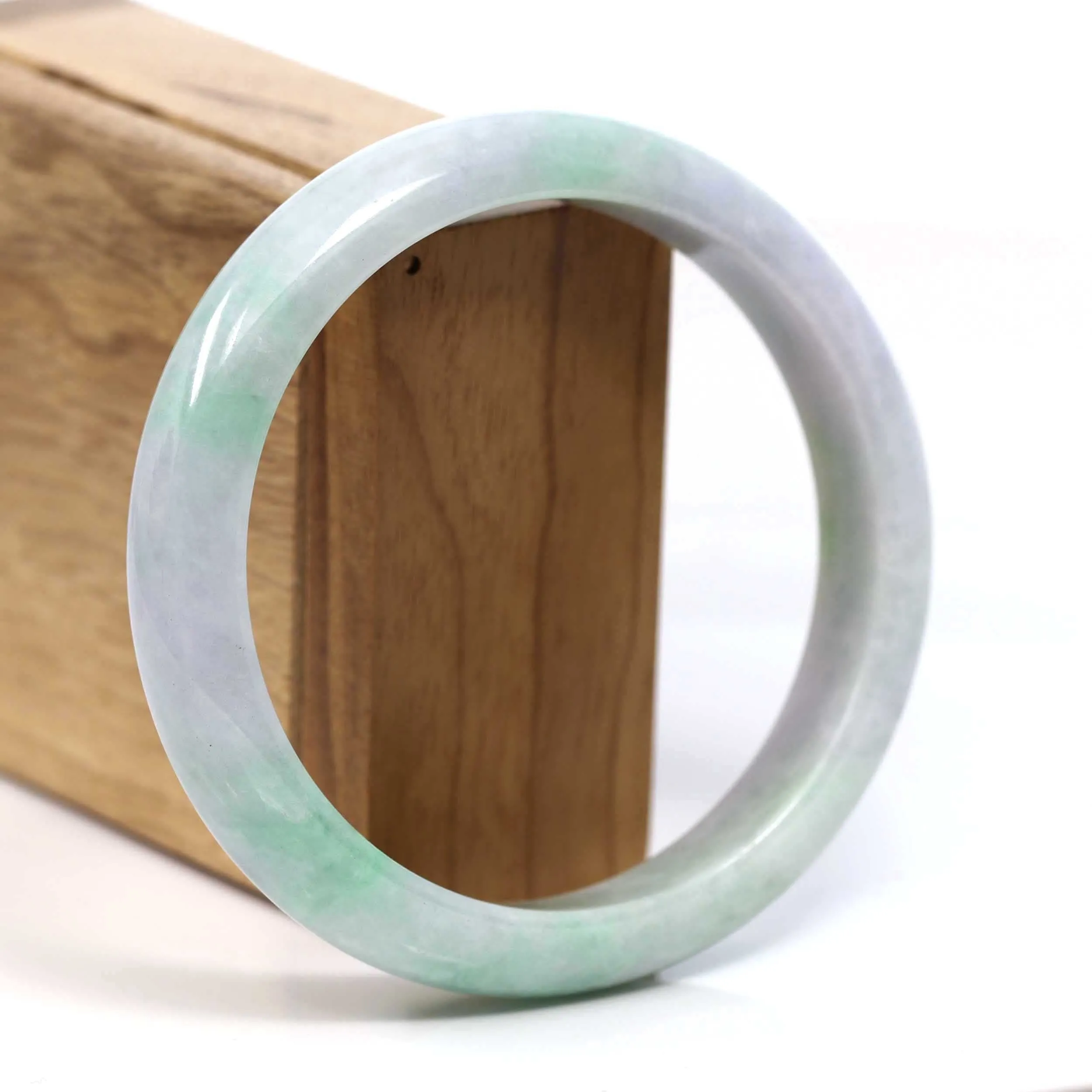 RealJade® Co. "Classic Bangle" Genuine Burmese Green Jadeite Jade Bangle Bracelet (58.47mm) #T228