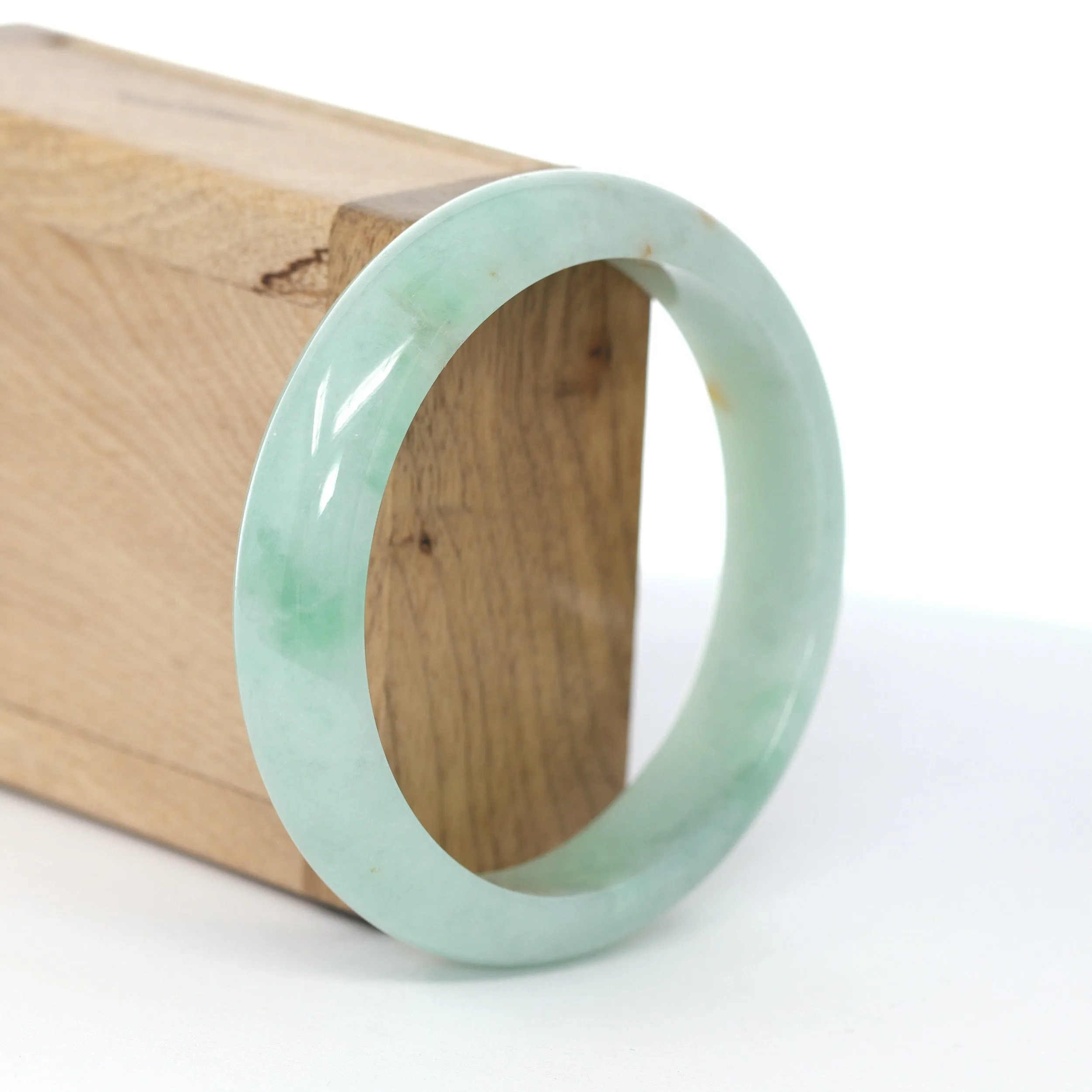 RealJade® Co. "Classic Bangle" Natural Burmese Green Jadeite Jade Bangle (58.84 mm ) #591