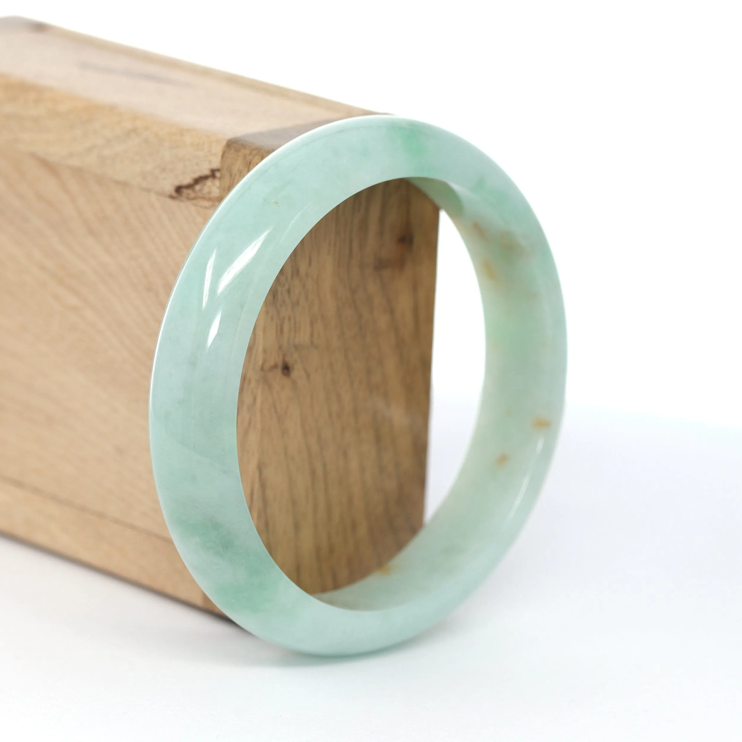 RealJade® Co. "Classic Bangle" Natural Burmese Green Jadeite Jade Bangle (58.84 mm ) #591