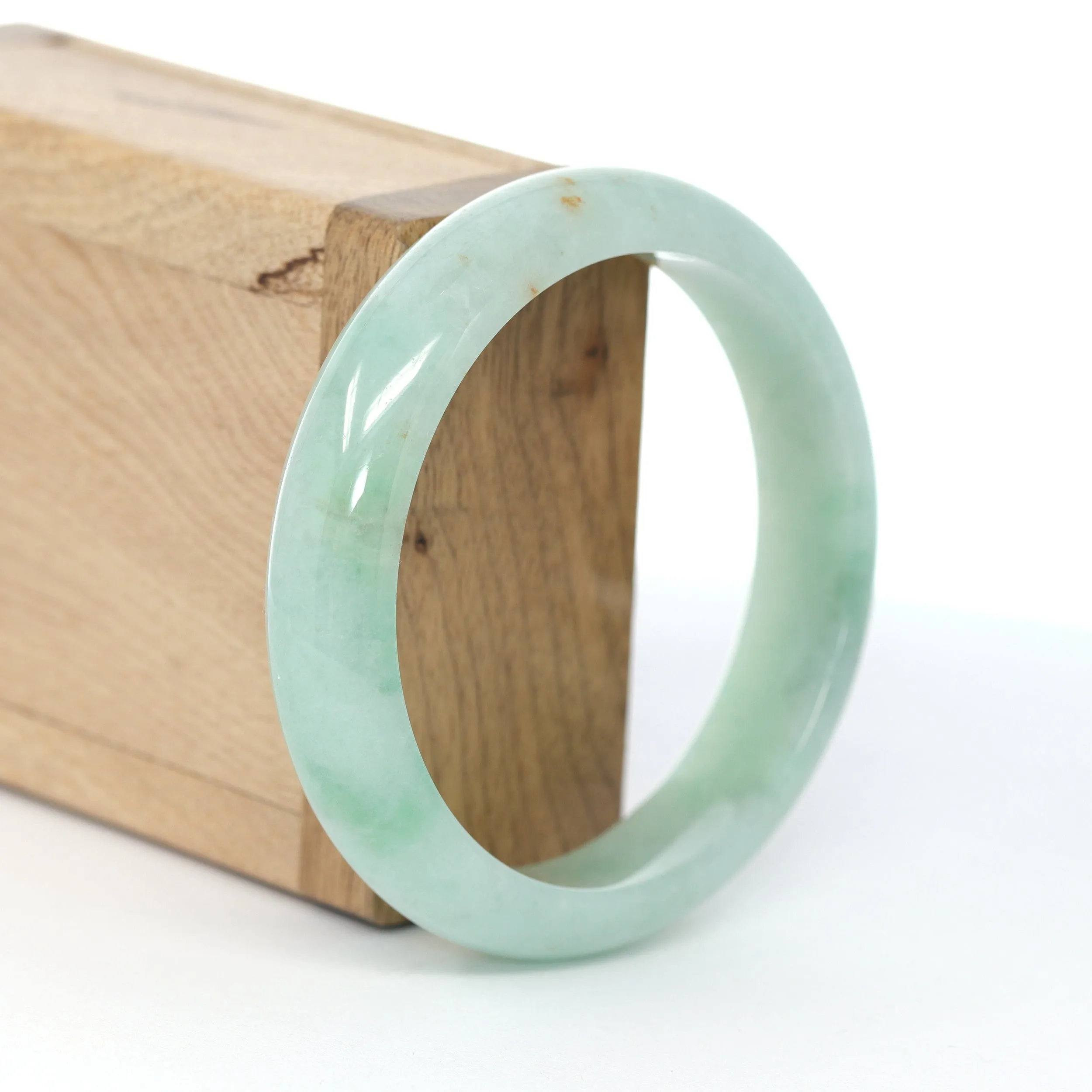 RealJade® Co. "Classic Bangle" Natural Burmese Green Jadeite Jade Bangle (58.84 mm ) #591