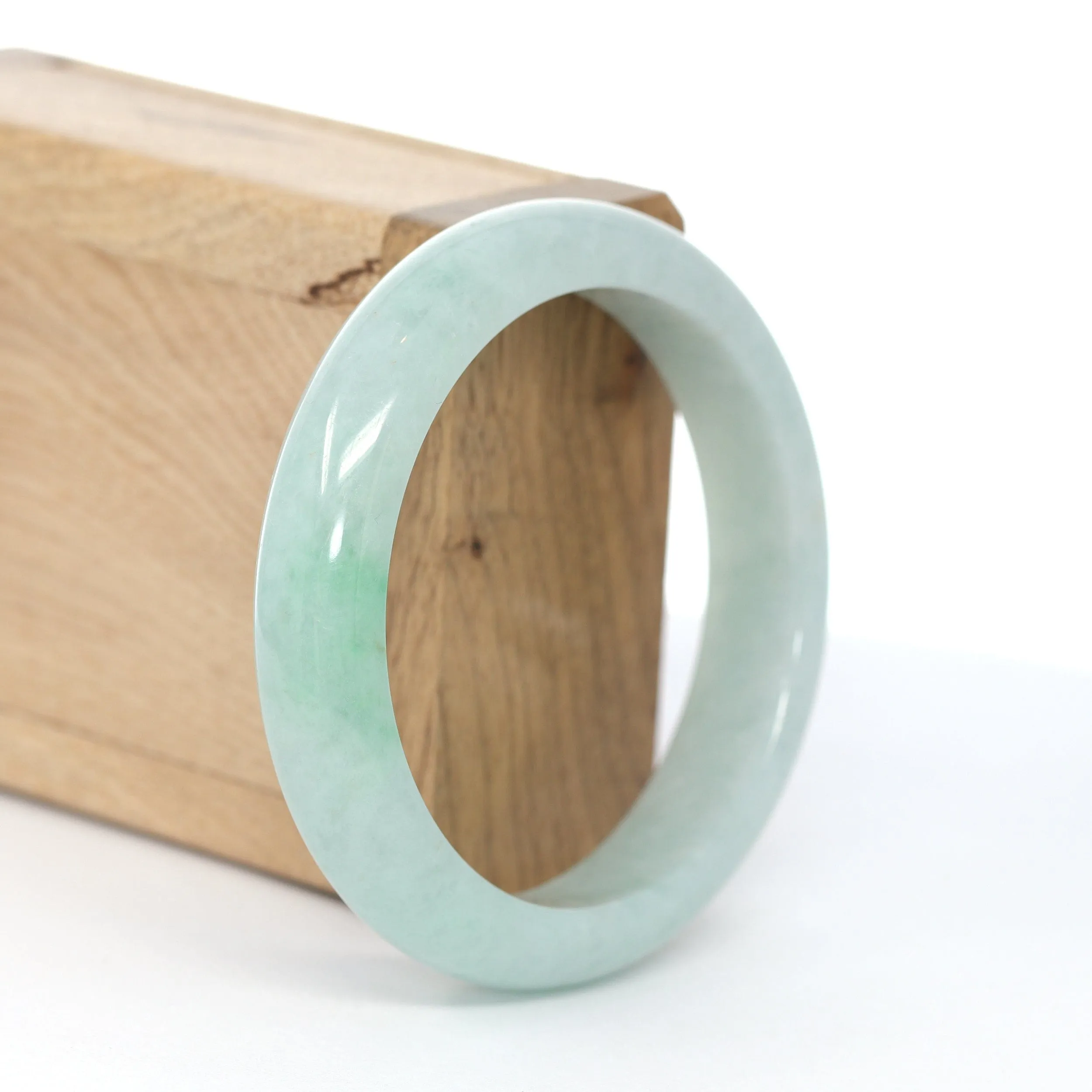 RealJade® Co. "Classic Bangle"Natural Burmese Jadeite Jade Bangle ( 57.4 mm )#609