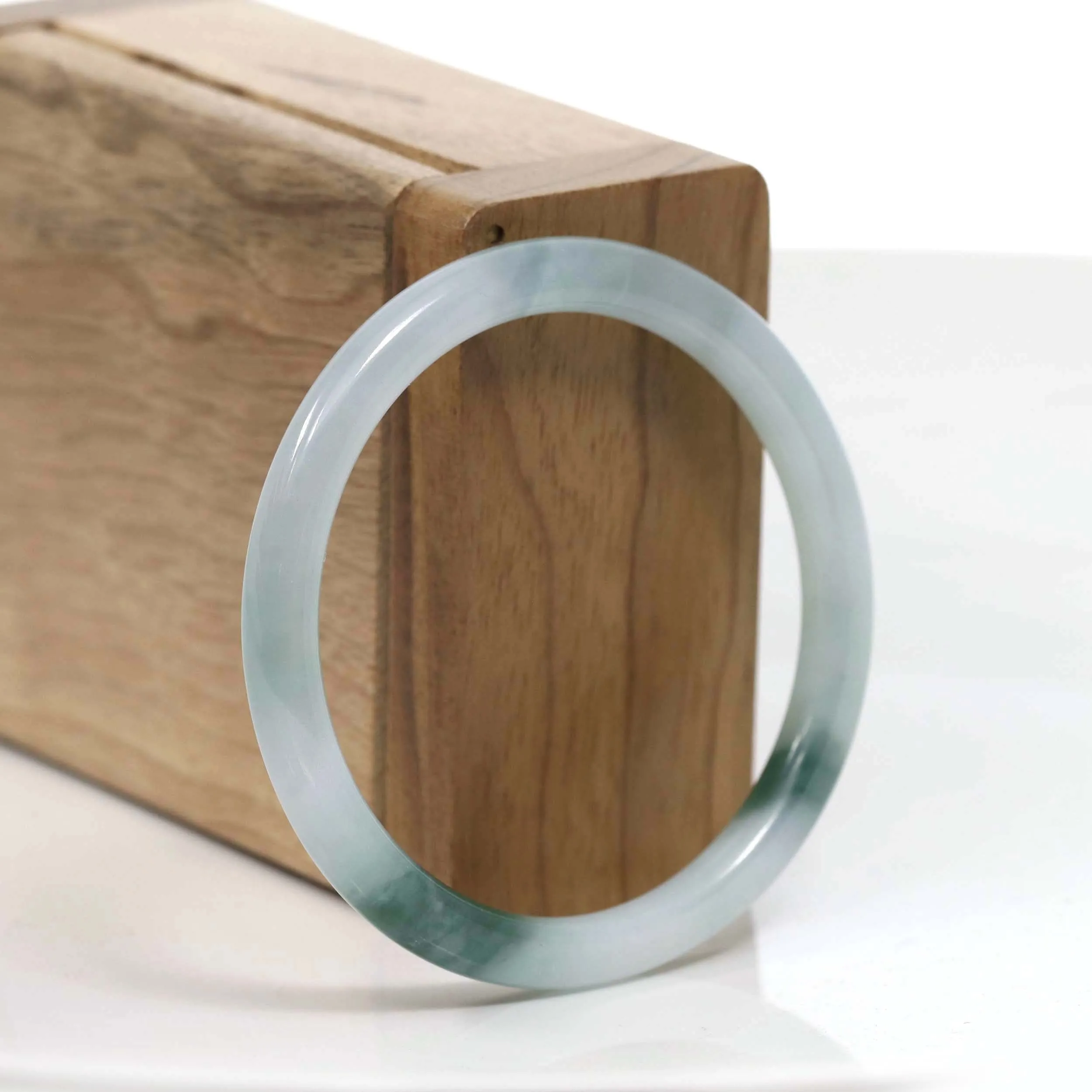 RealJade® Co. "Petite" Natural Burmese Blue-green Jadeite Jade Bangle Bracelet (52.23 mm) #T052