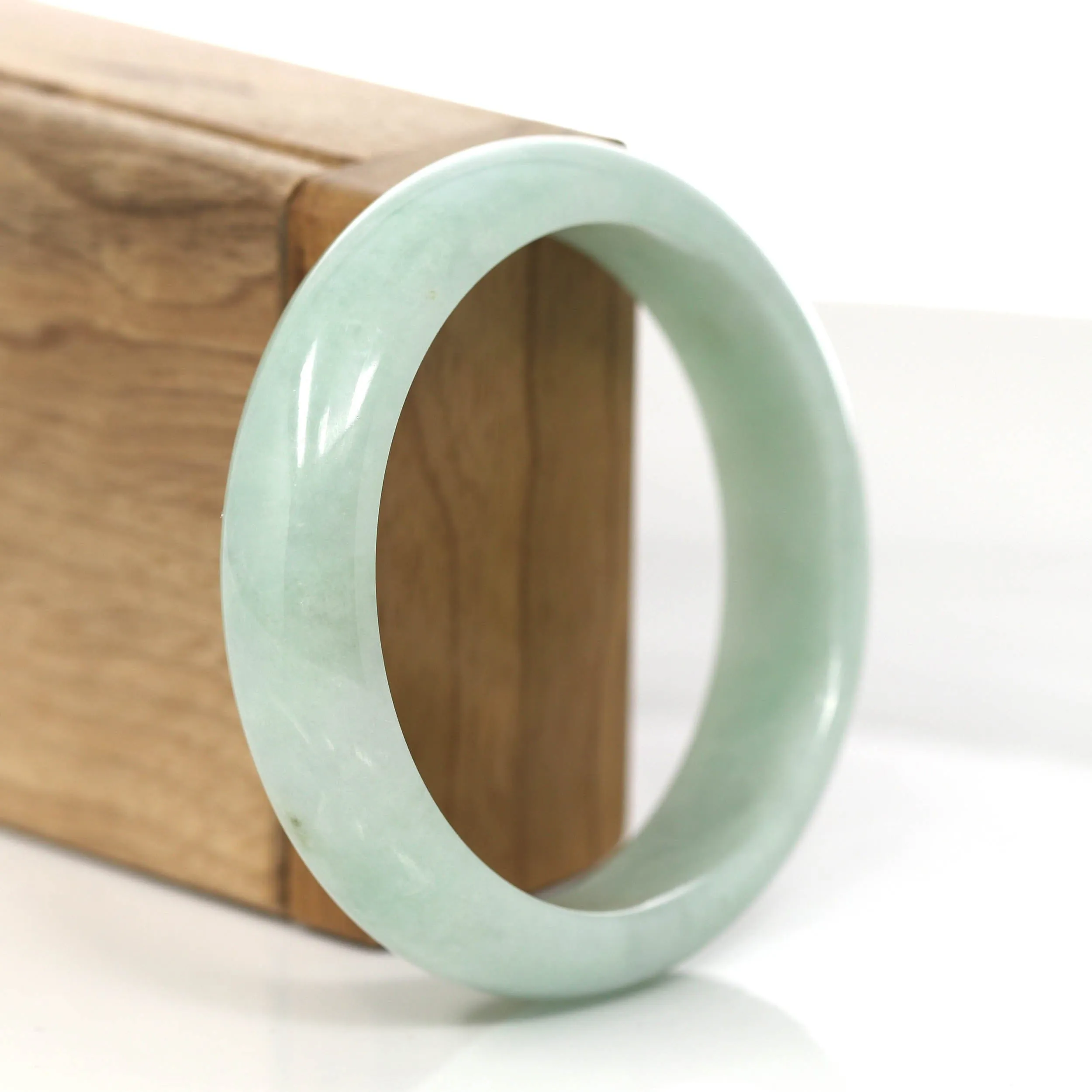 RealJade® Co. "Princess Half Round" Yellow- Green Jadeite Jade Bangle ( 57.85 mm ) #855