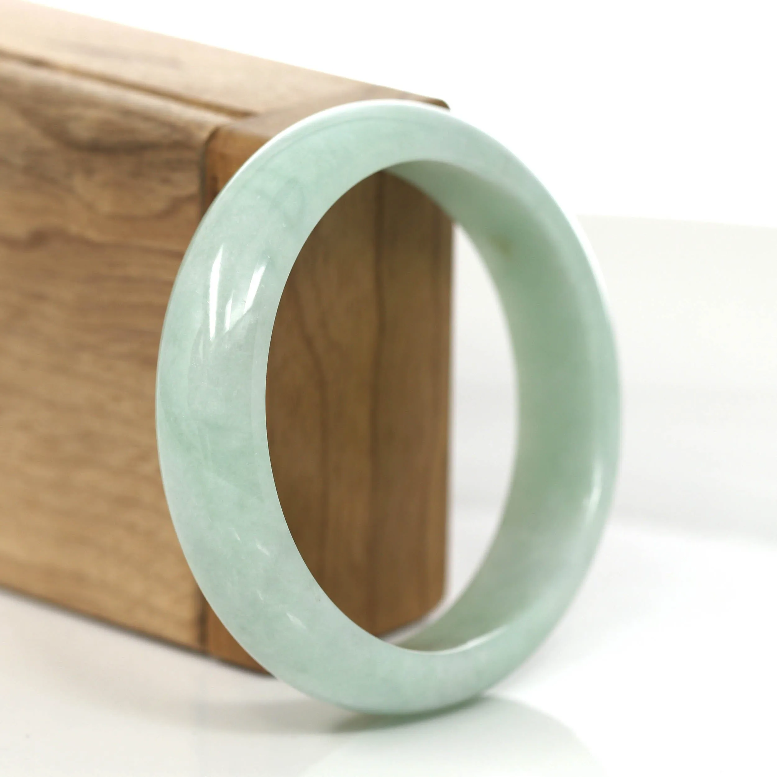 RealJade® Co. "Princess Half Round" Yellow- Green Jadeite Jade Bangle ( 57.85 mm ) #855