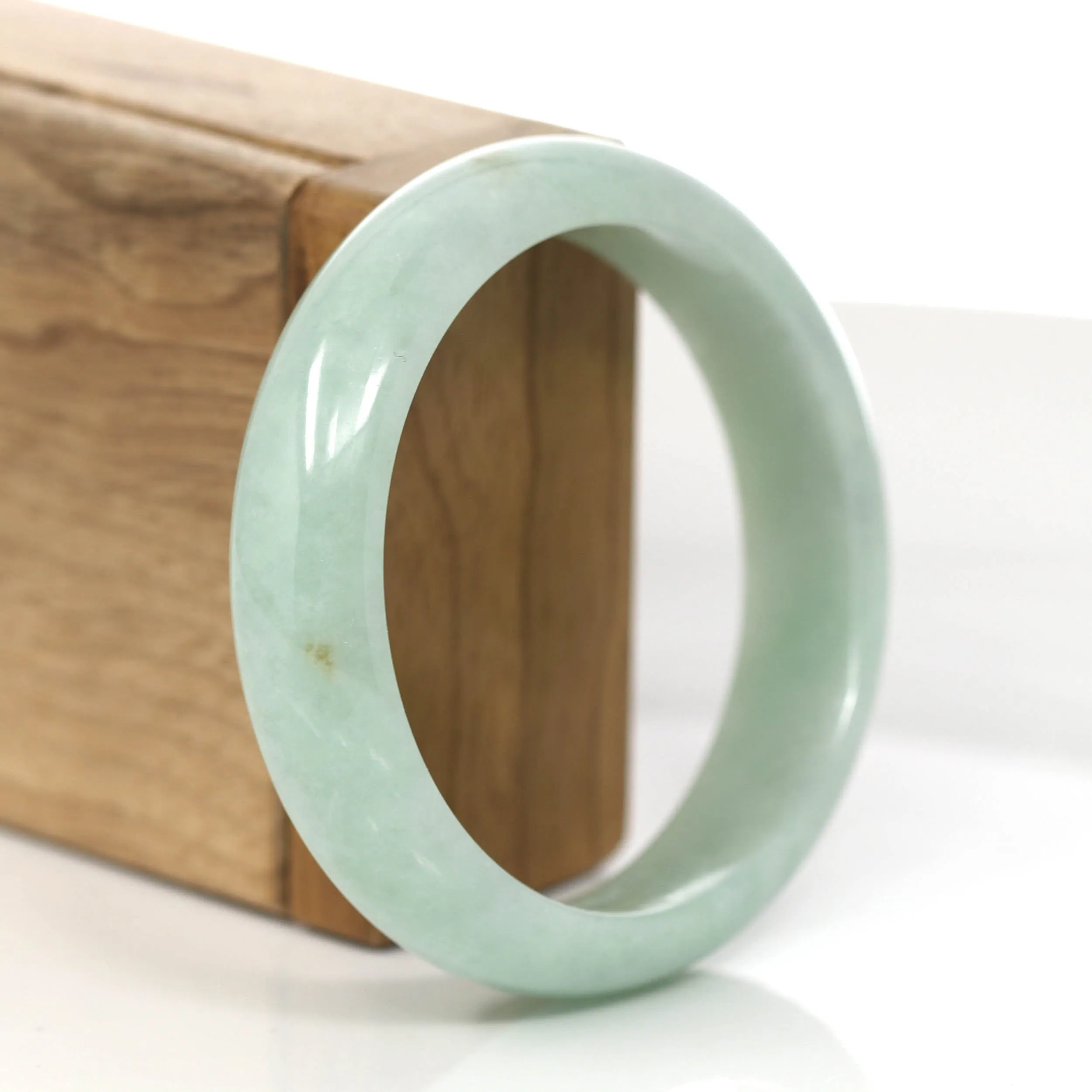 RealJade® Co. "Princess Half Round" Yellow- Green Jadeite Jade Bangle ( 57.85 mm ) #855