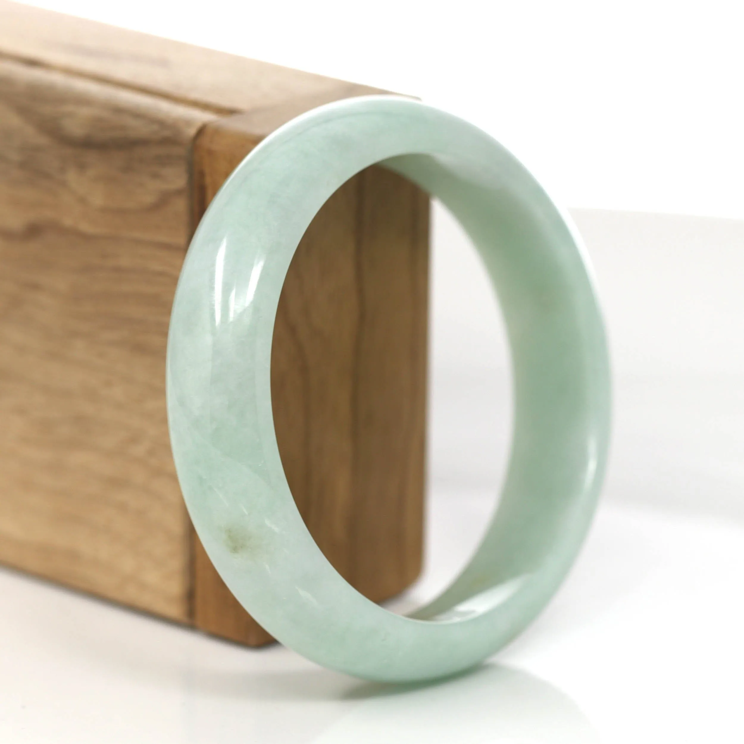 RealJade® Co. "Princess Half Round" Yellow- Green Jadeite Jade Bangle ( 57.85 mm ) #855