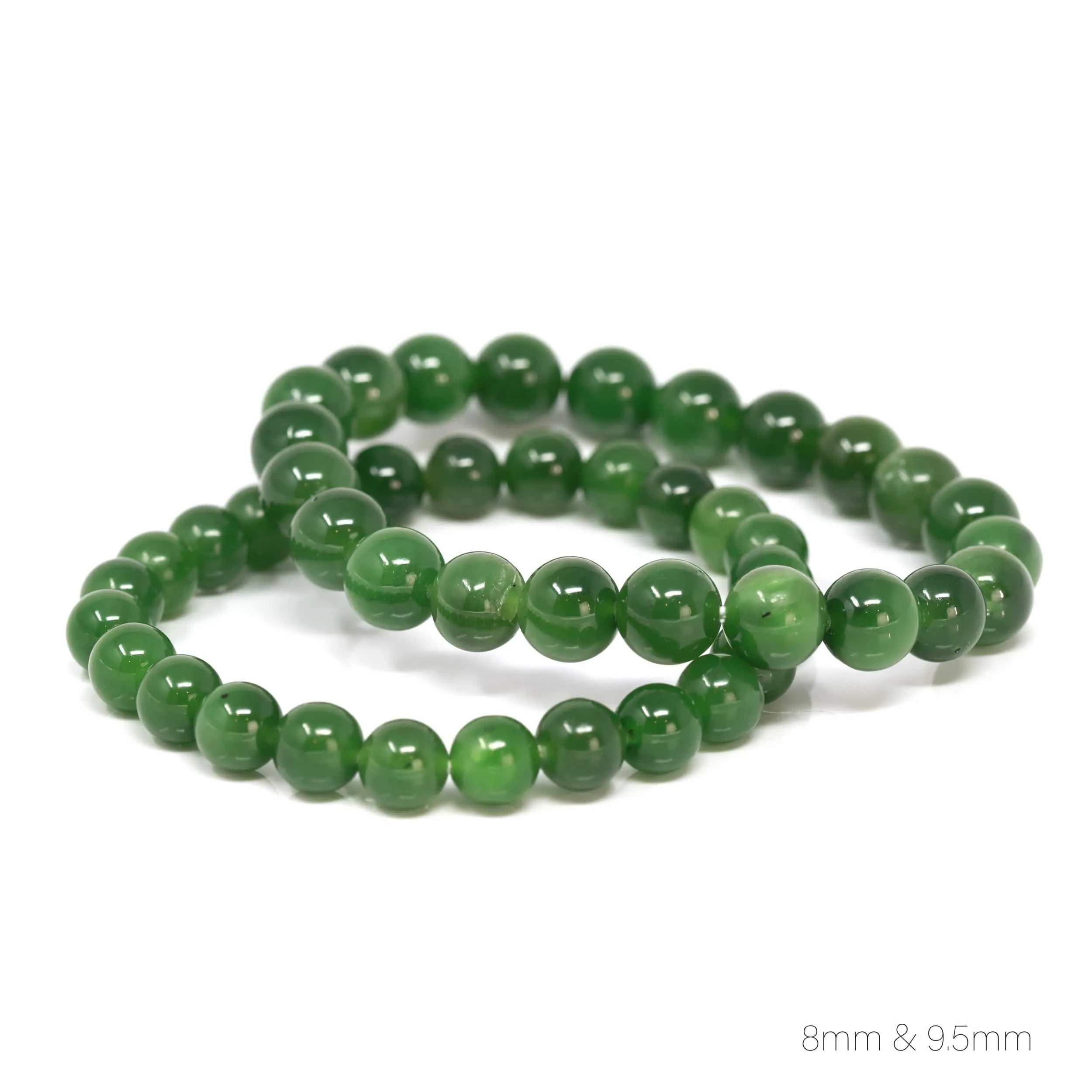 RealJade® Genuine Green Jade Round Beads Bracelet Bangle ( 9.5 mm )