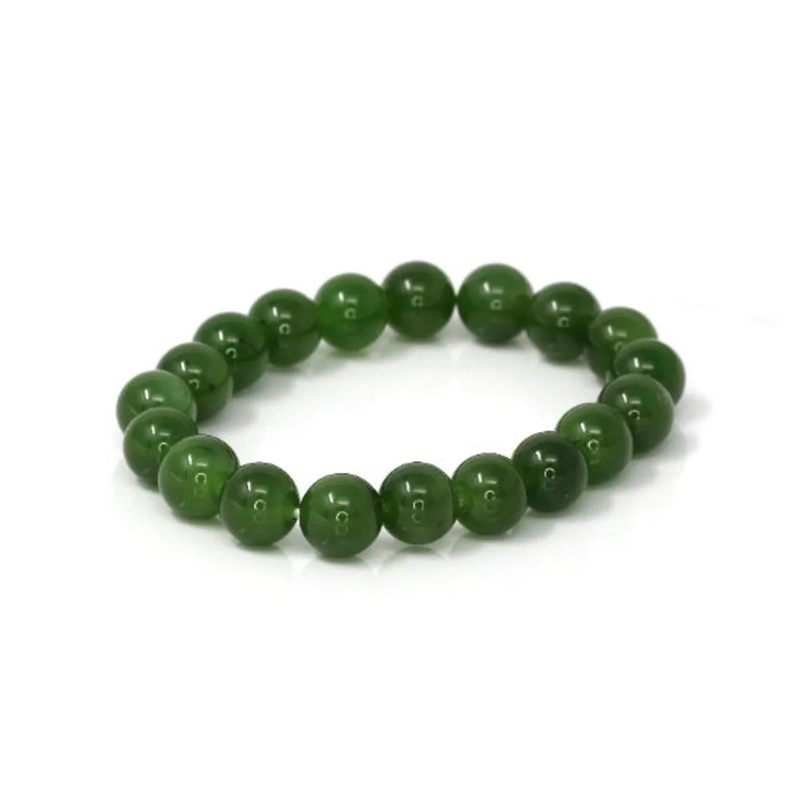 RealJade® Genuine Green Jade Round Beads Bracelet Bangle ( 9.5 mm )