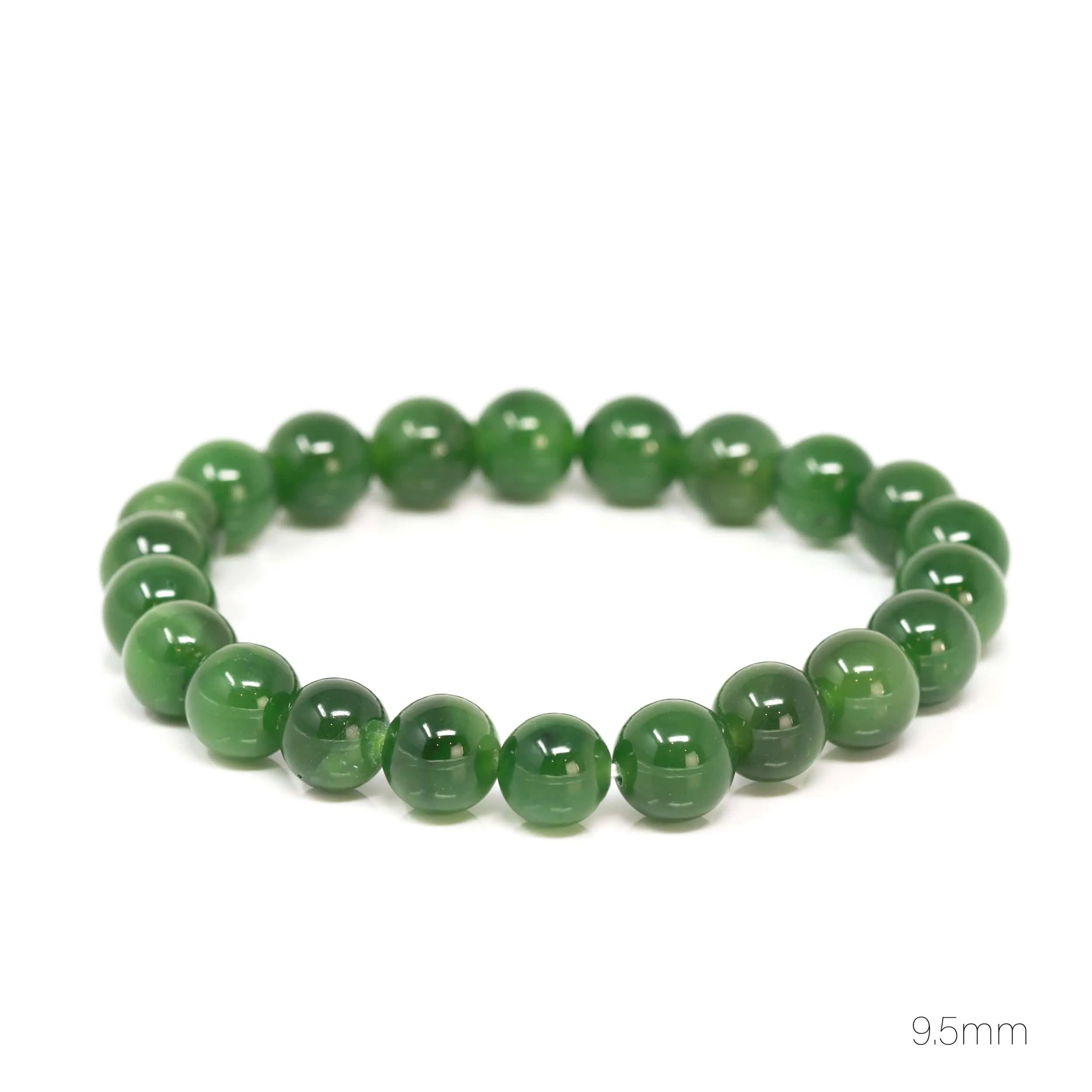 RealJade® Genuine Green Jade Round Beads Bracelet Bangle ( 9.5 mm )