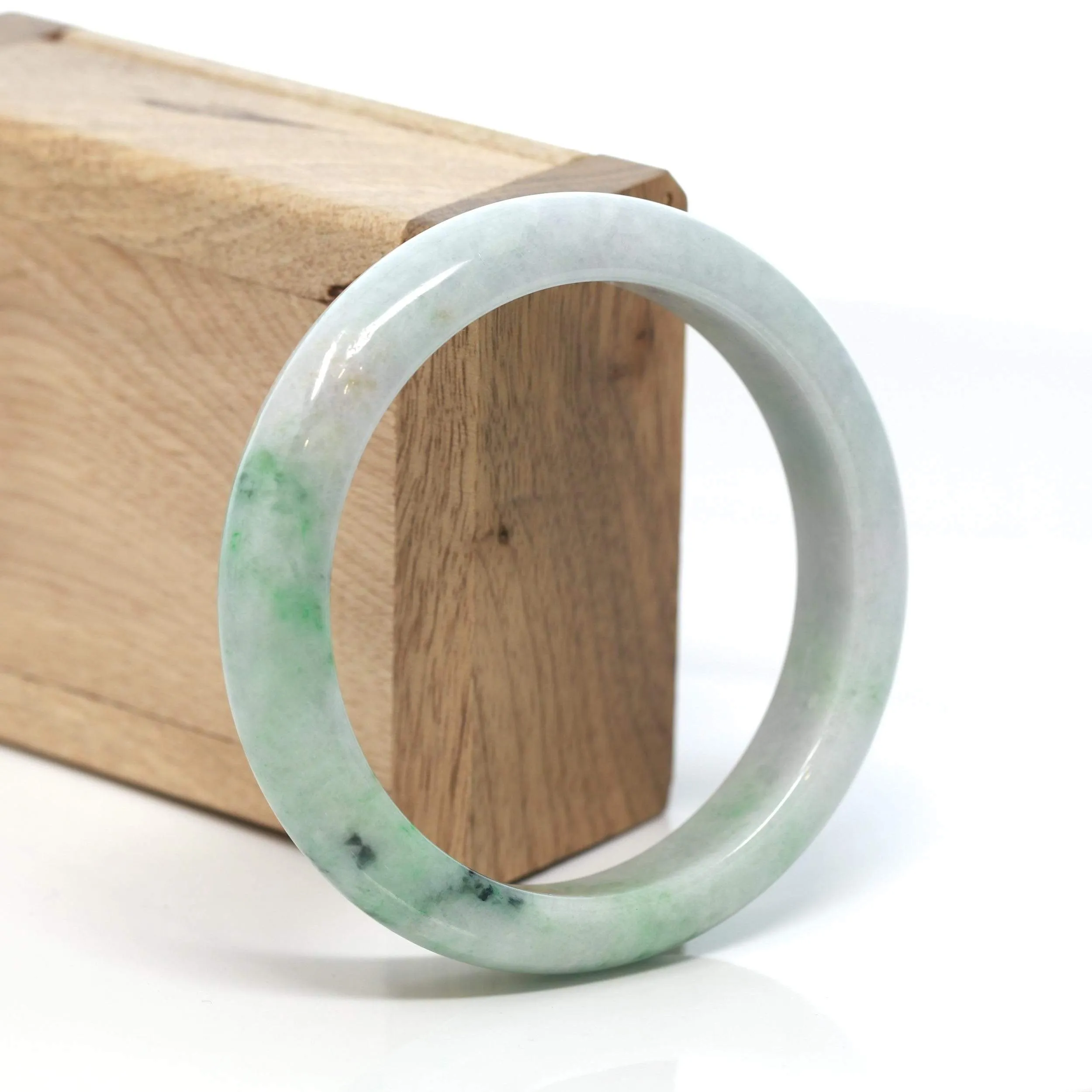 RealJade® "Classic Bangle" Genuine Burmese Green Jadeite Jade Bangle Bracelet (58.3 mm) #185
