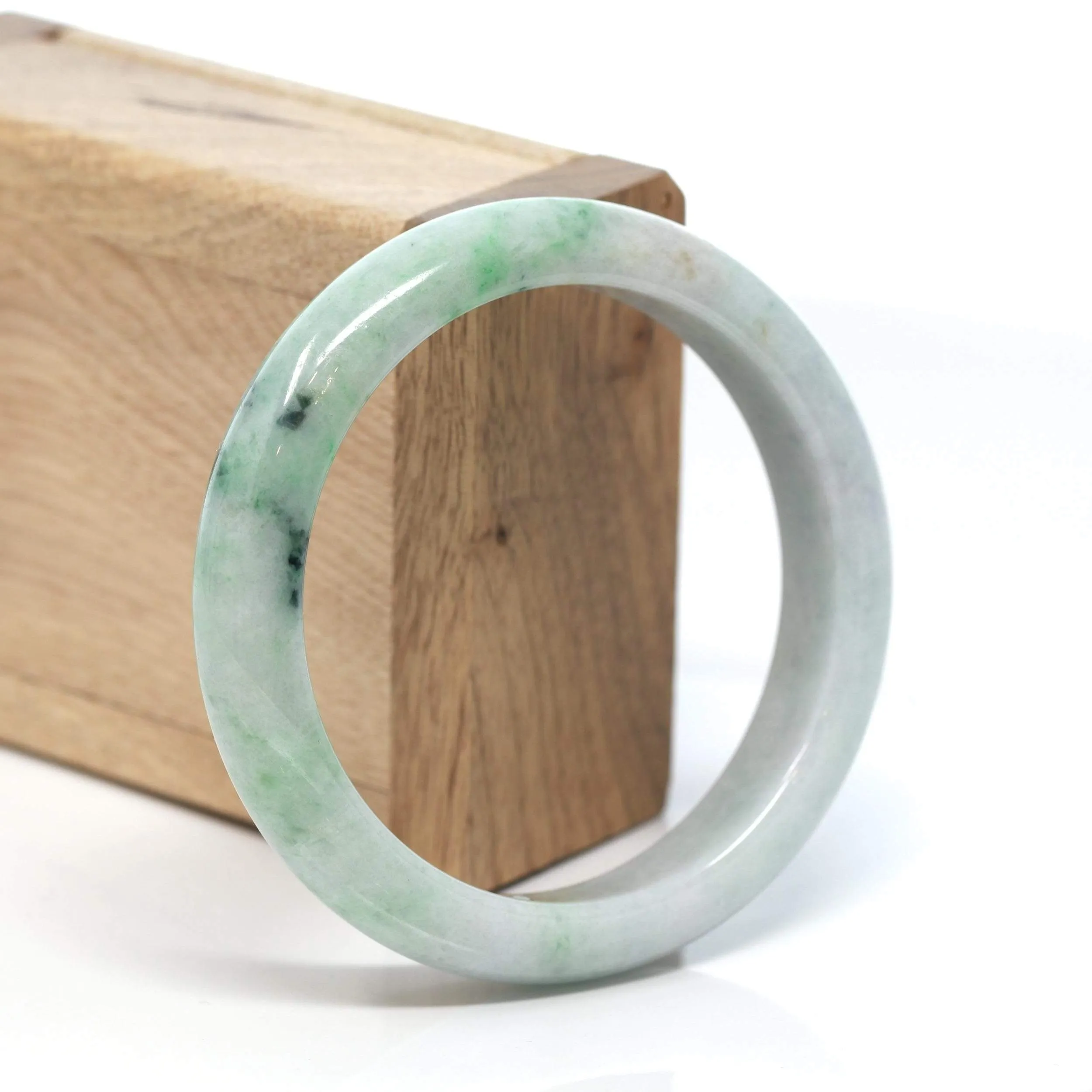 RealJade® "Classic Bangle" Genuine Burmese Green Jadeite Jade Bangle Bracelet (58.3 mm) #185
