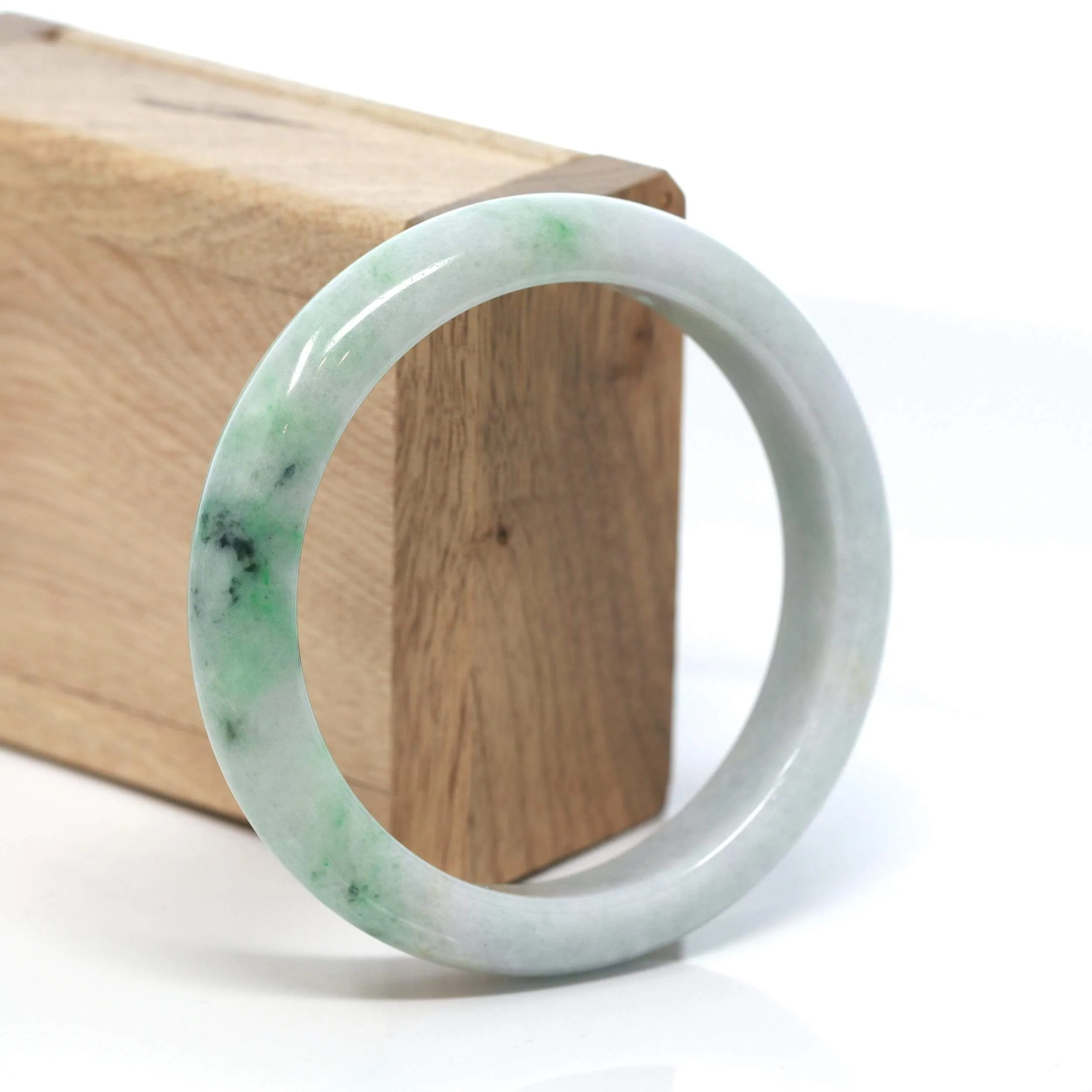 RealJade® "Classic Bangle" Genuine Burmese Green Jadeite Jade Bangle Bracelet (58.3 mm) #185
