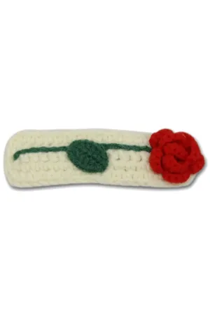 Red Rose Snap Barrette - Cream