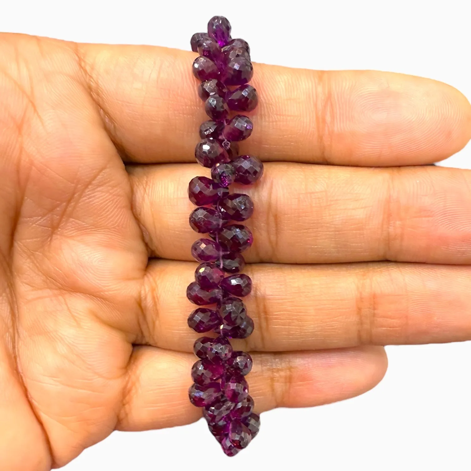 Rhodolite Garnet Briolette Stone Bracelet in Silver Lock 105 Carats 5x7 mm