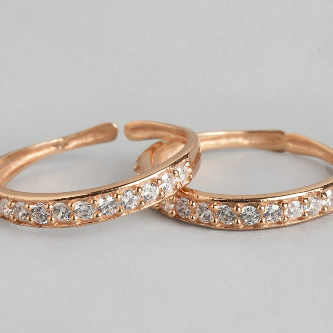 Rose Gold Glam One-Line CZ 925 Sterling Silver CZ Stud Toe Ring
